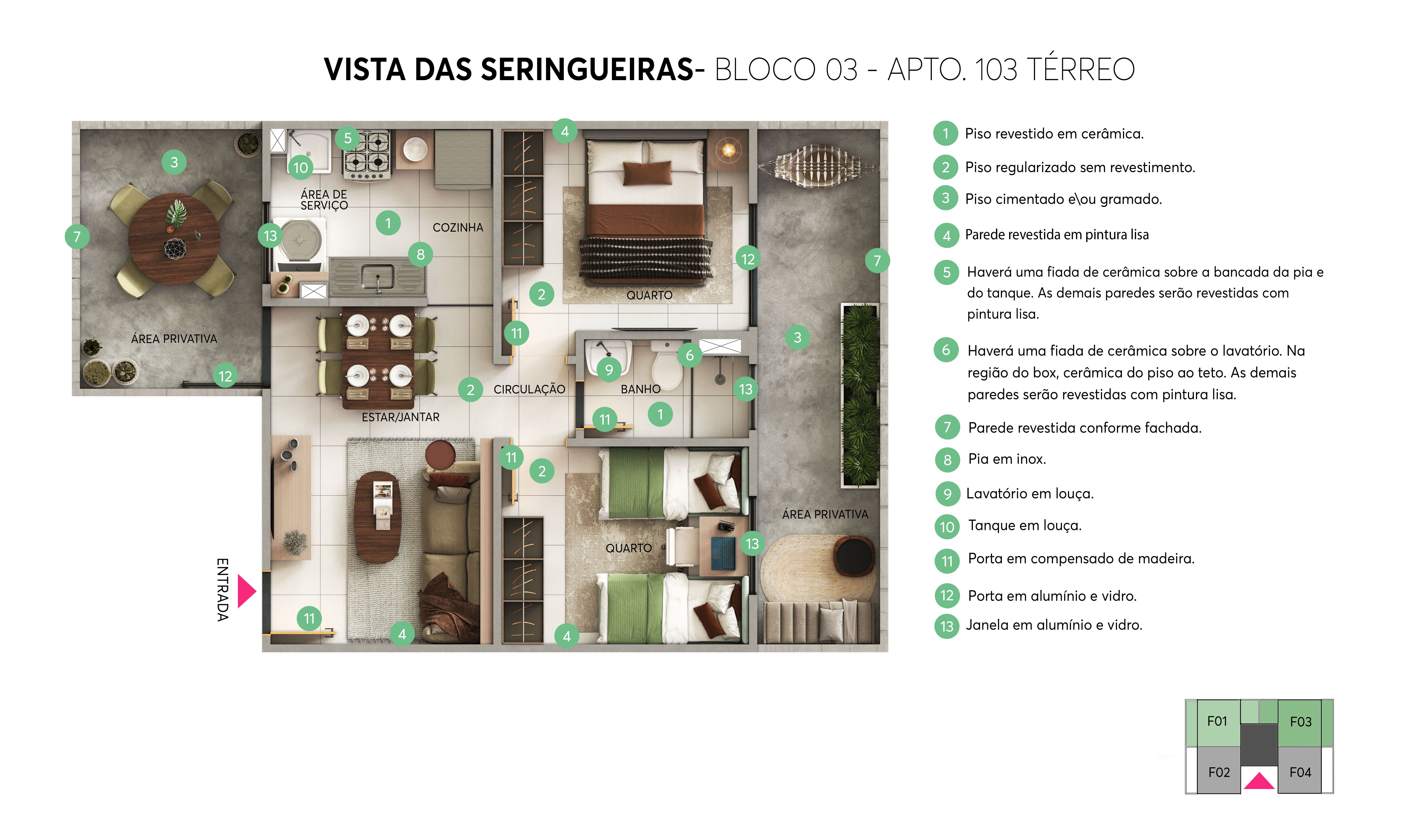 Planta - Bloco 03 - Apto. 103 - Vista das Seringueiras MRV Manaus