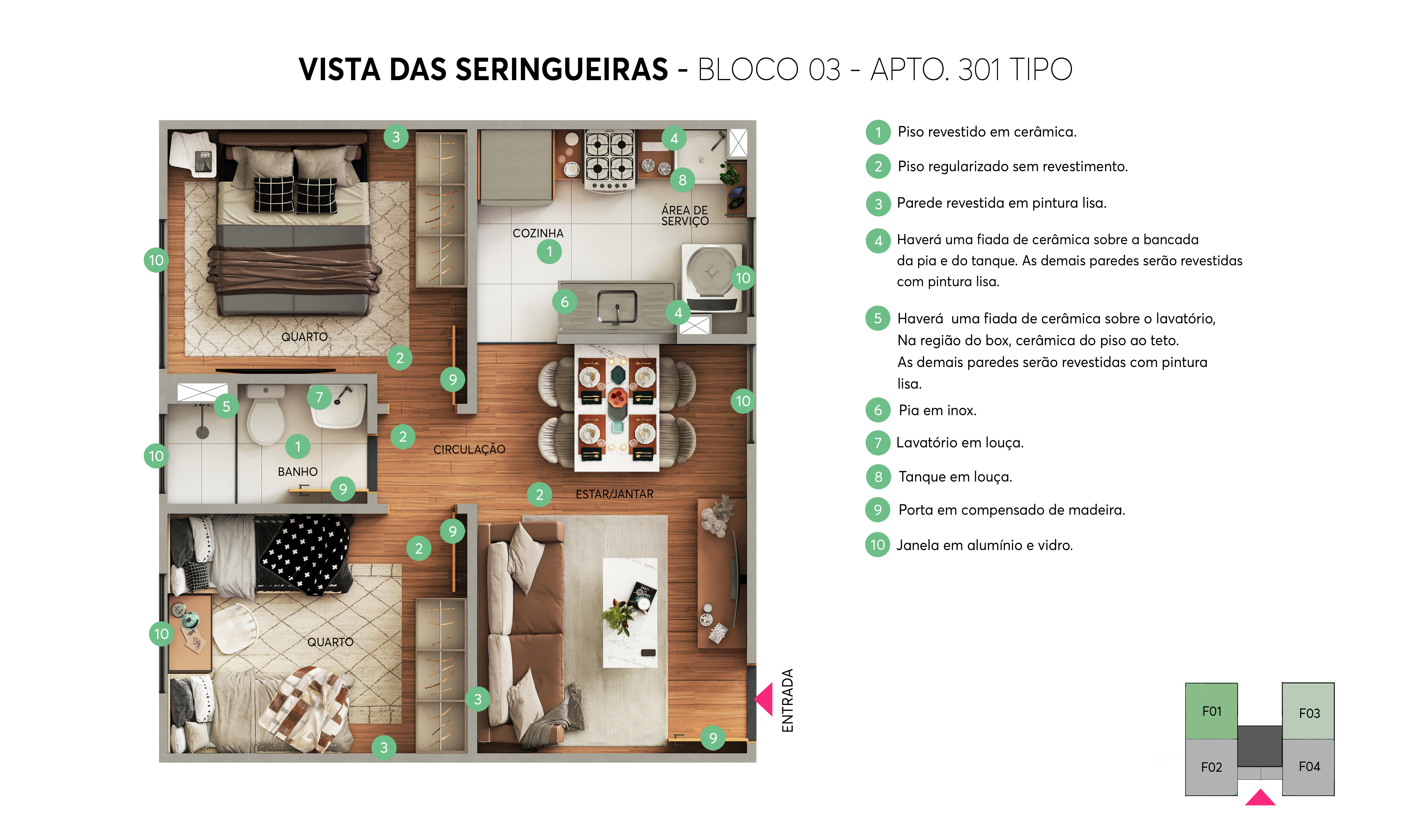 Planta - Bloco 03 - Apto. 301 - Vista das Seringueiras MRV Manaus