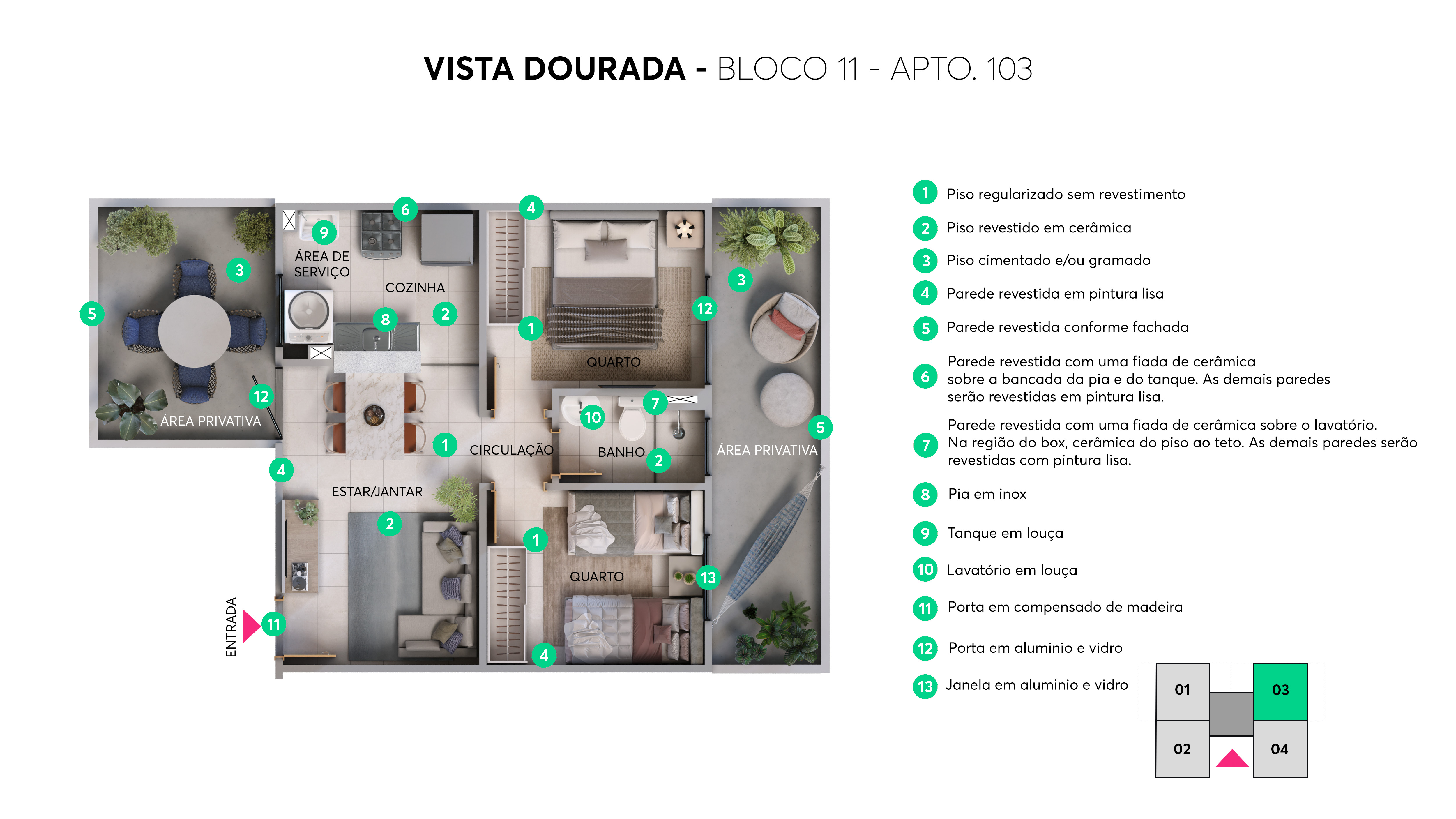 Plantas Vista Dourada MRV Manaus - Bloco 11 - Apto. 103