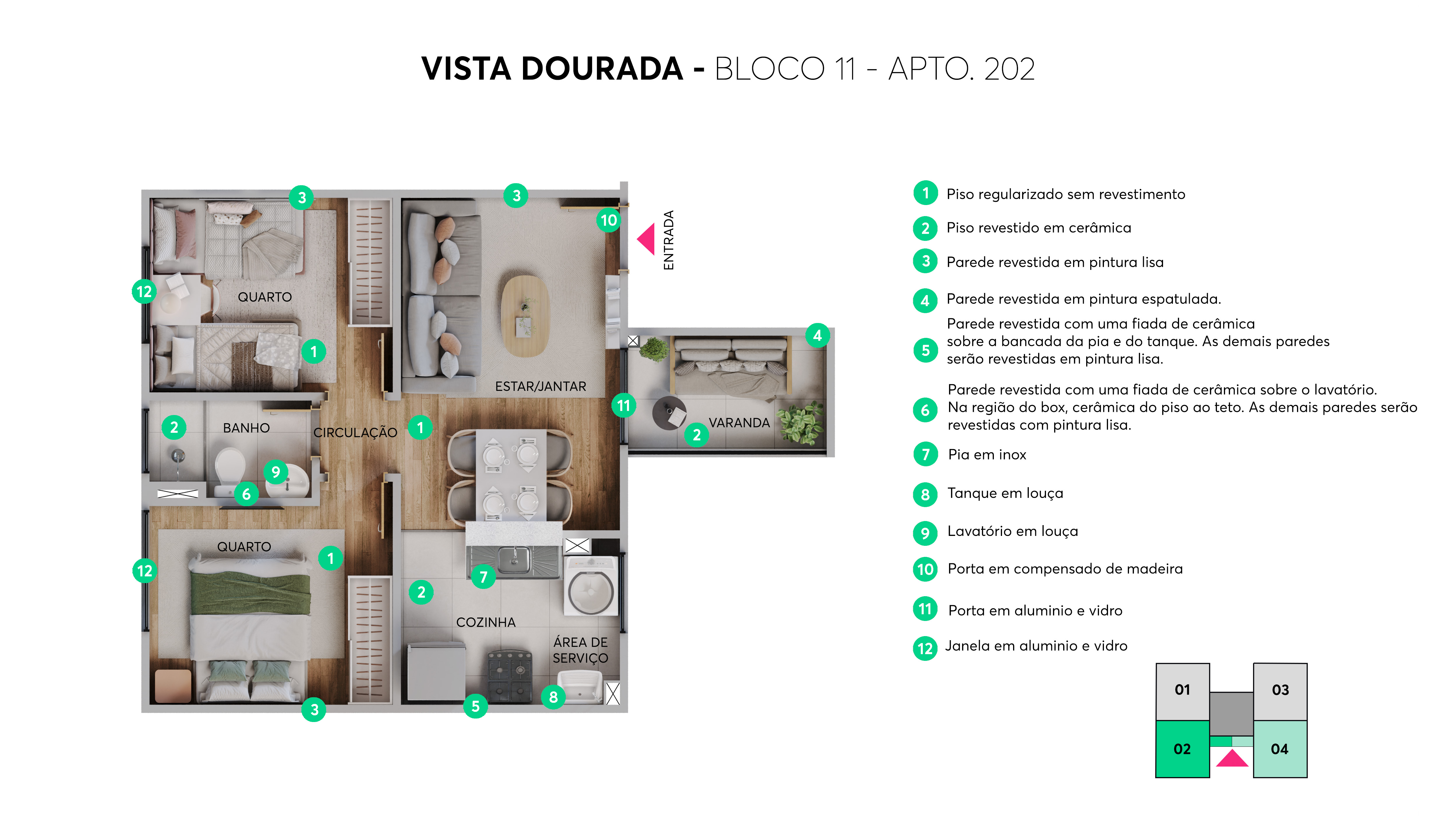 Plantas Vista Dourada MRV Manaus - Bloco 11 - Apto. 202