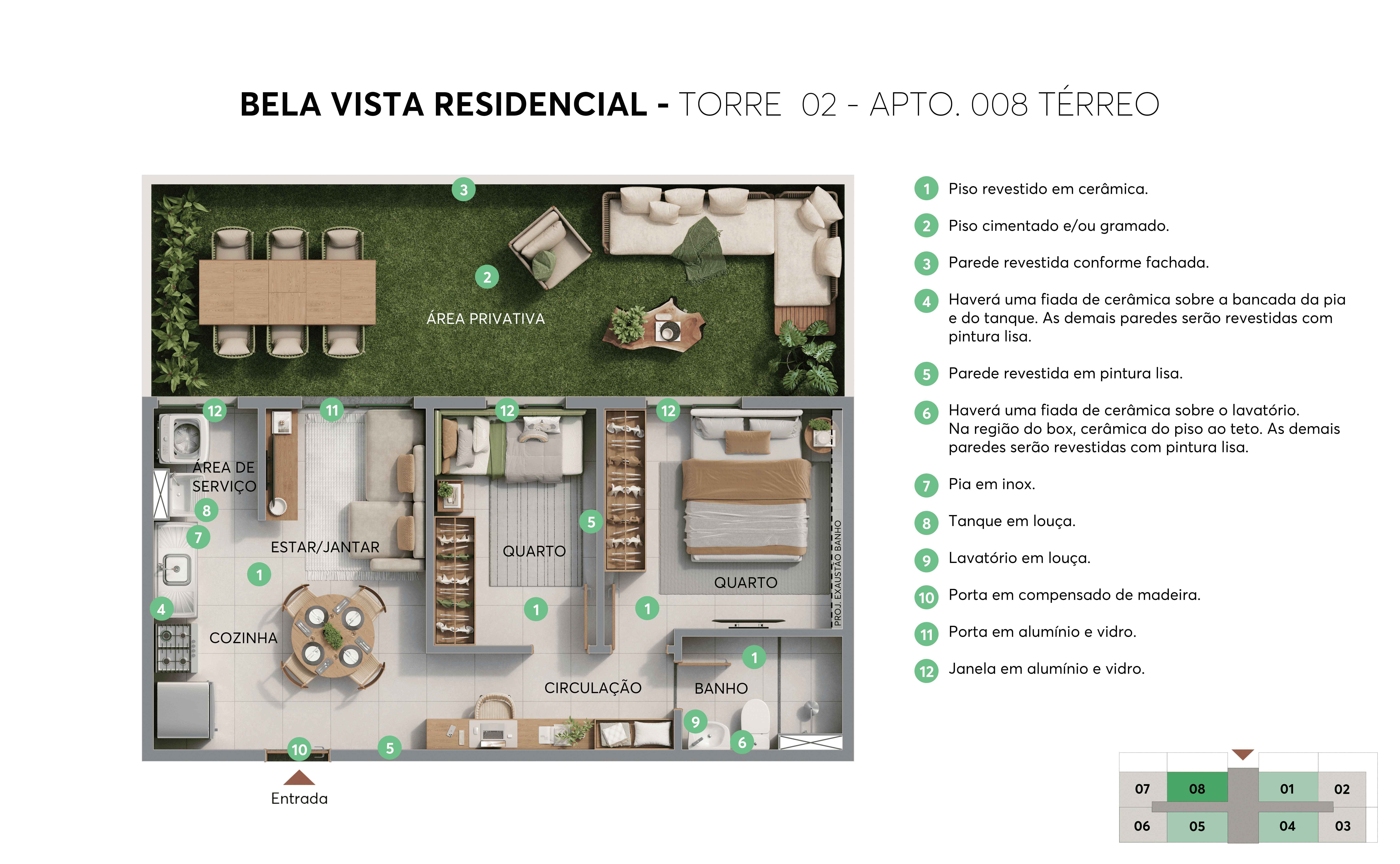 Planta - Torre 02 - Apto. 008 - Bela Vista Residencial MRV Salvador