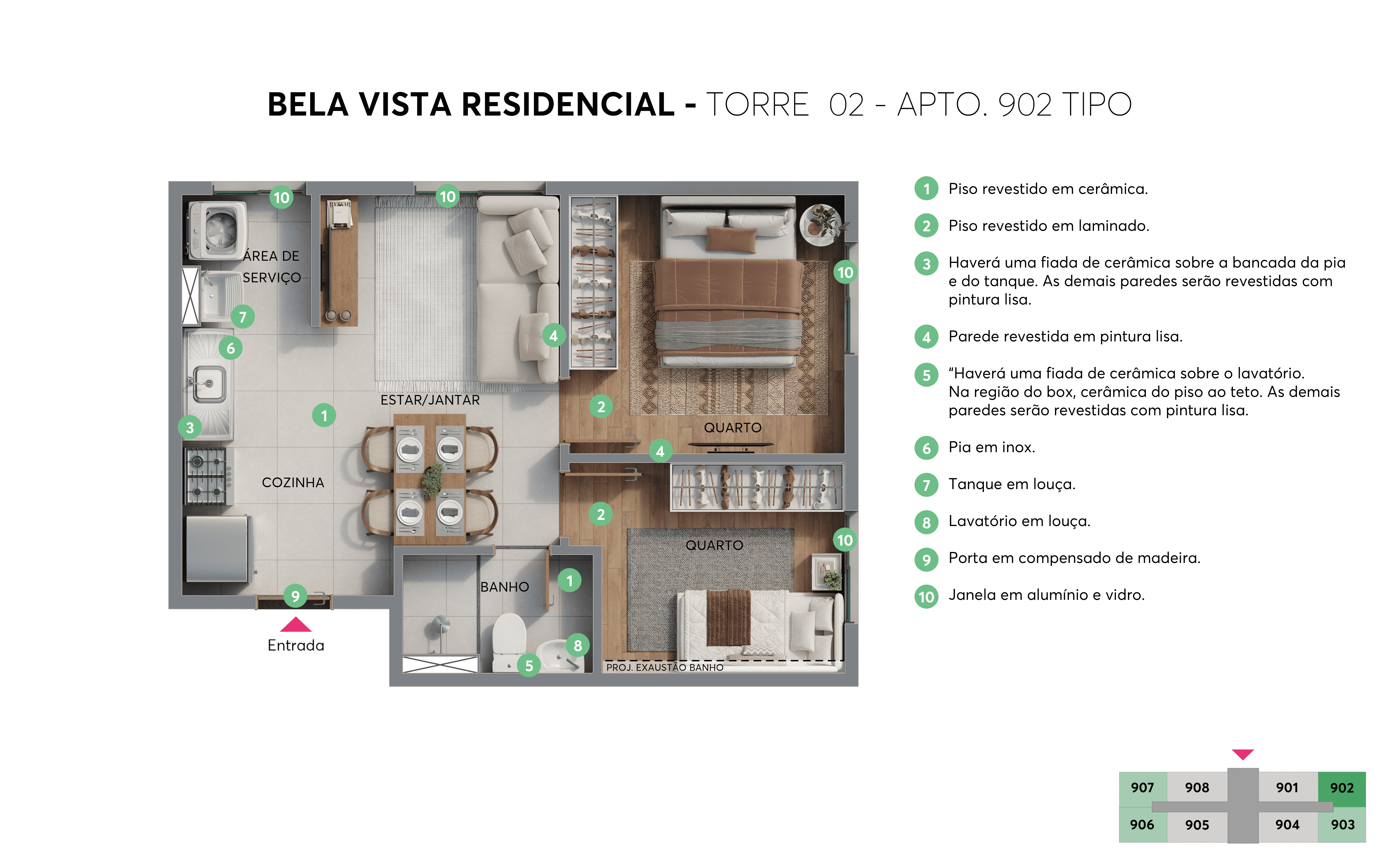 Planta - Torre 02 - Apto. 902 - Bela Vista Residencial MRV Salvador