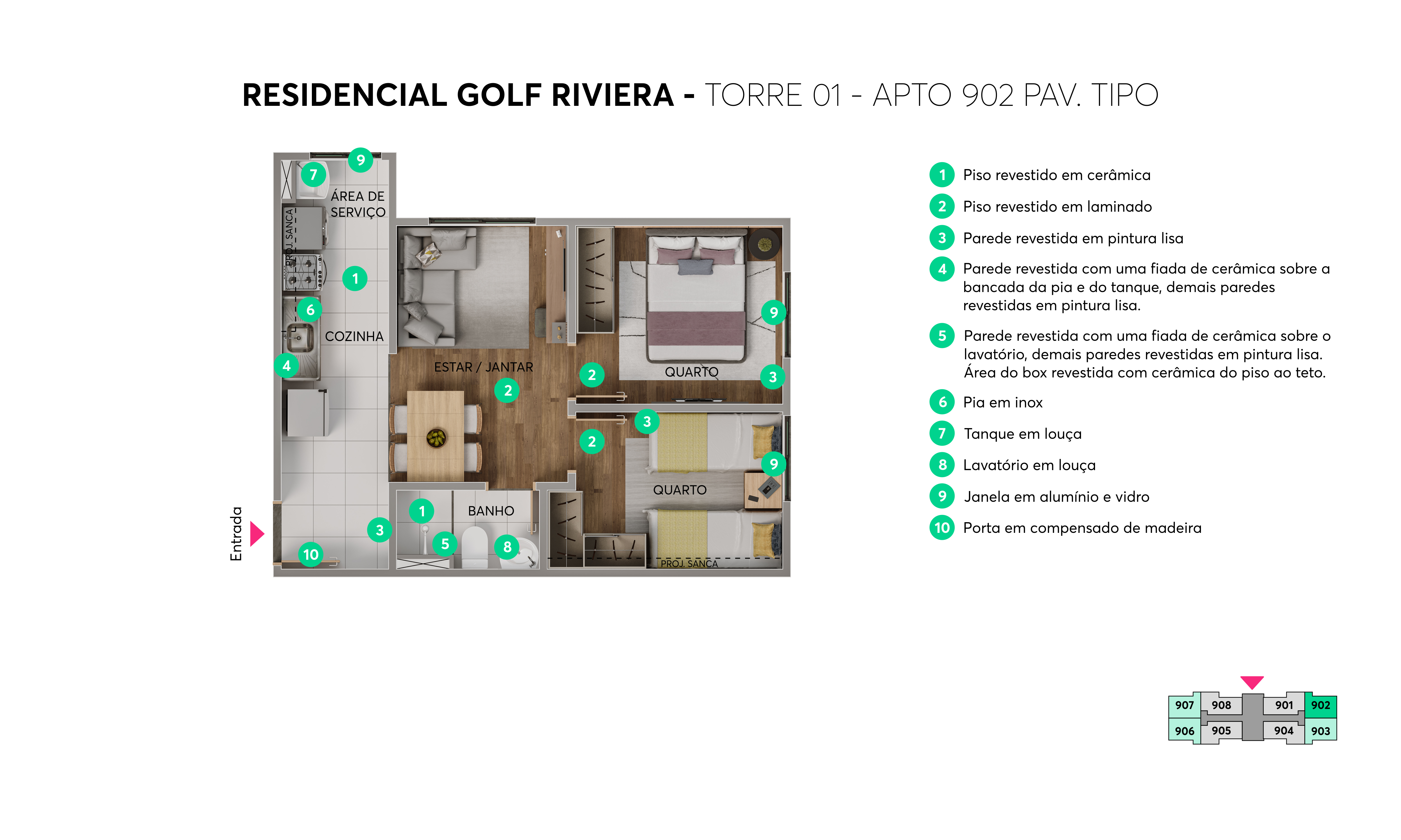 Plantas Residencial Golf Riviera MRV Salvador