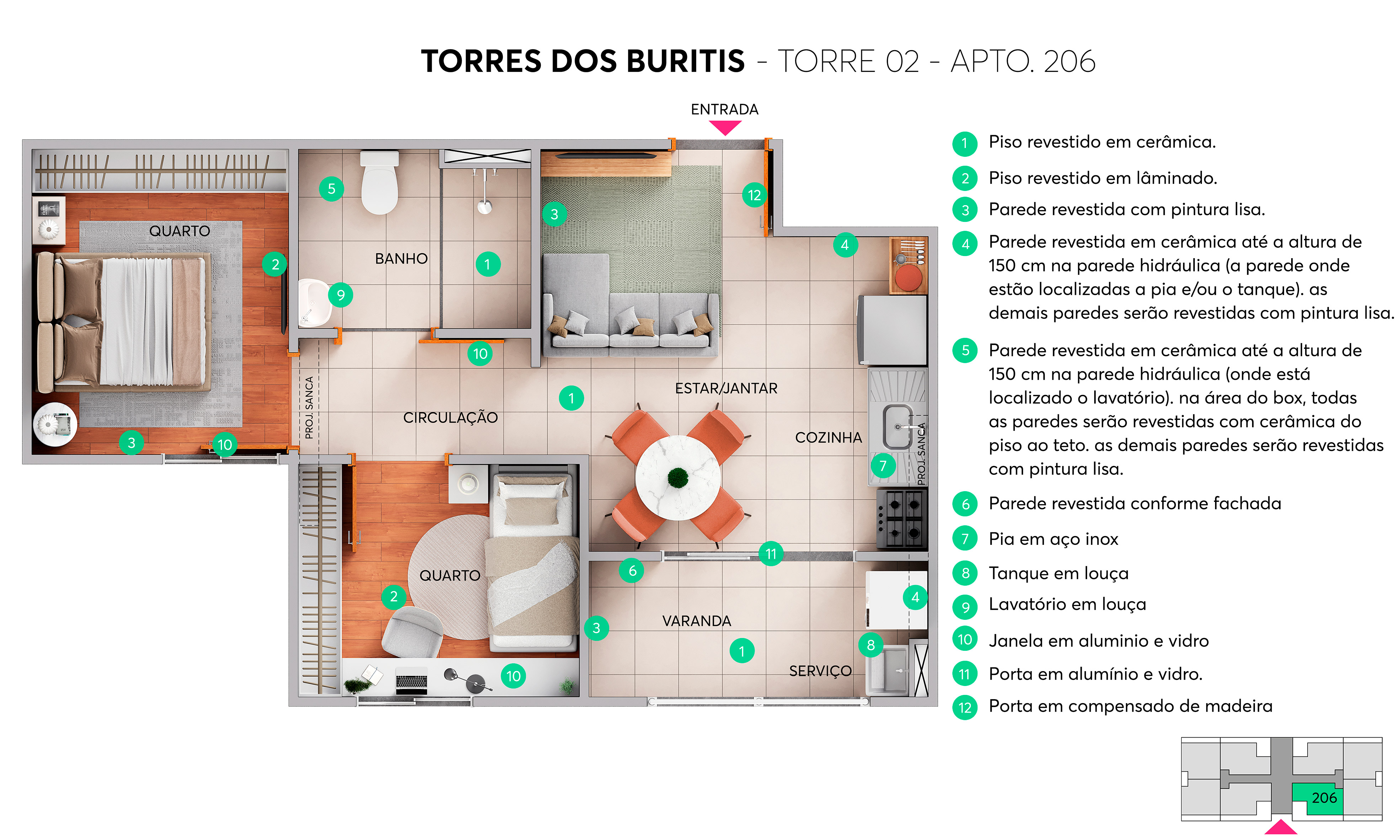 Planta Torres dos Buritis MRV Brasília