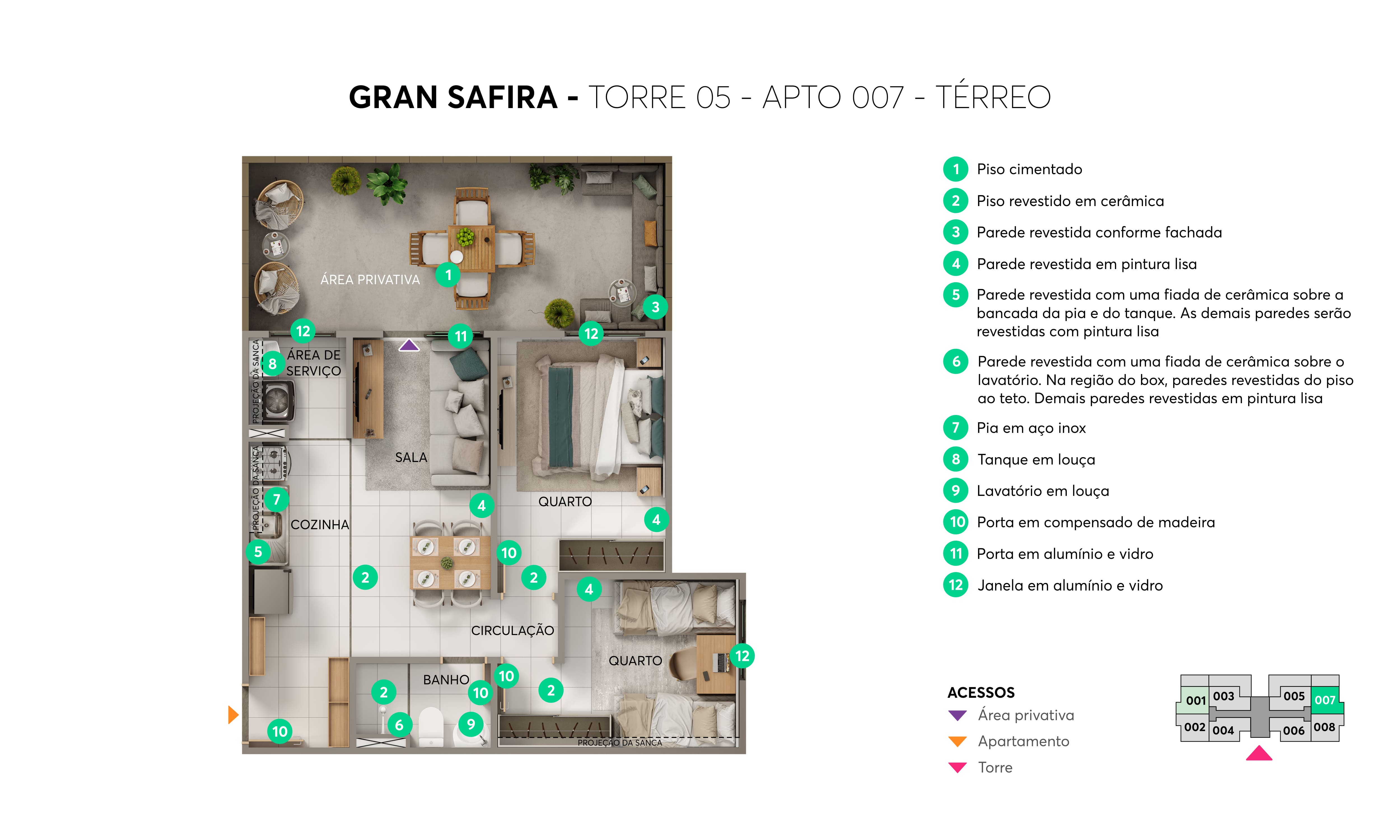 Planta - Torre 05 - Apto. 007 - Gran Safira MRV Aparecida de Goiânia