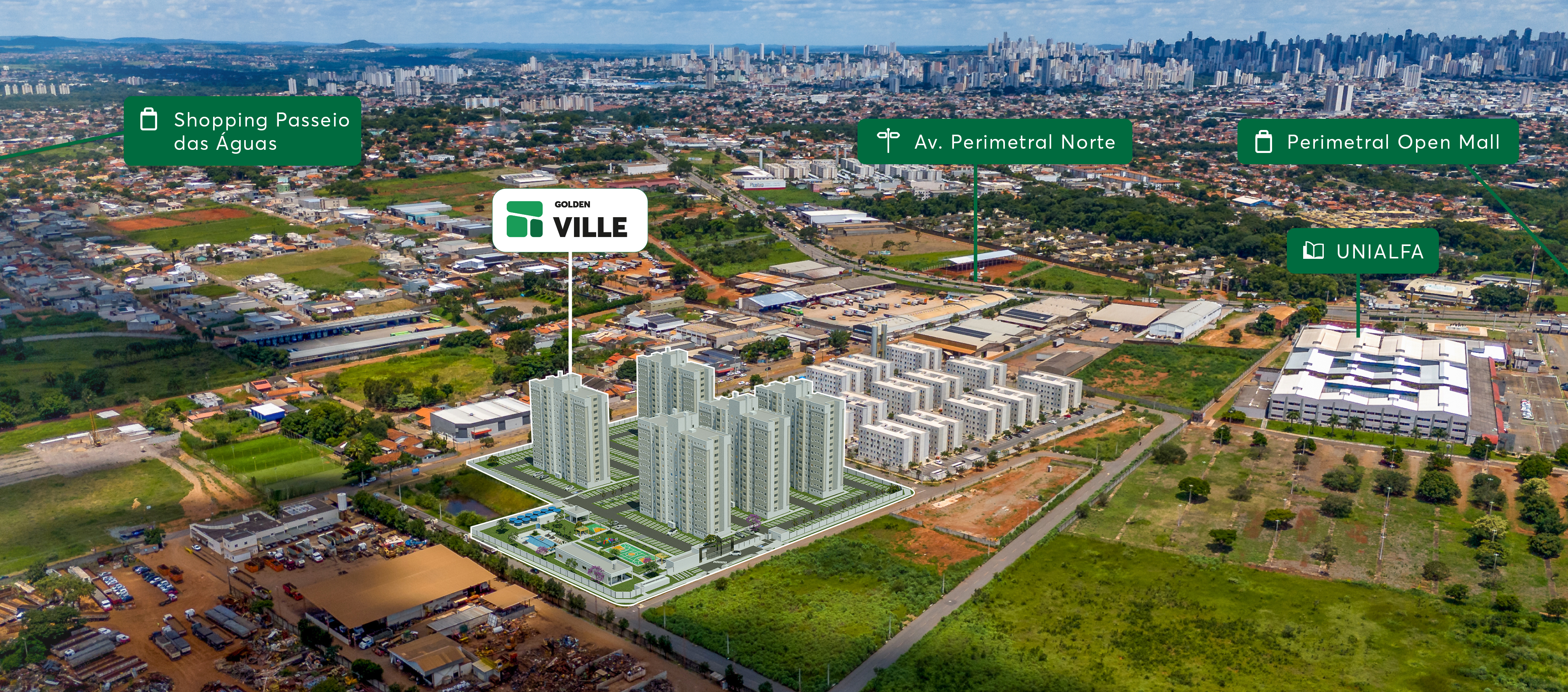 Imagem aérea Residencial Golden Ville MRV Goiânia