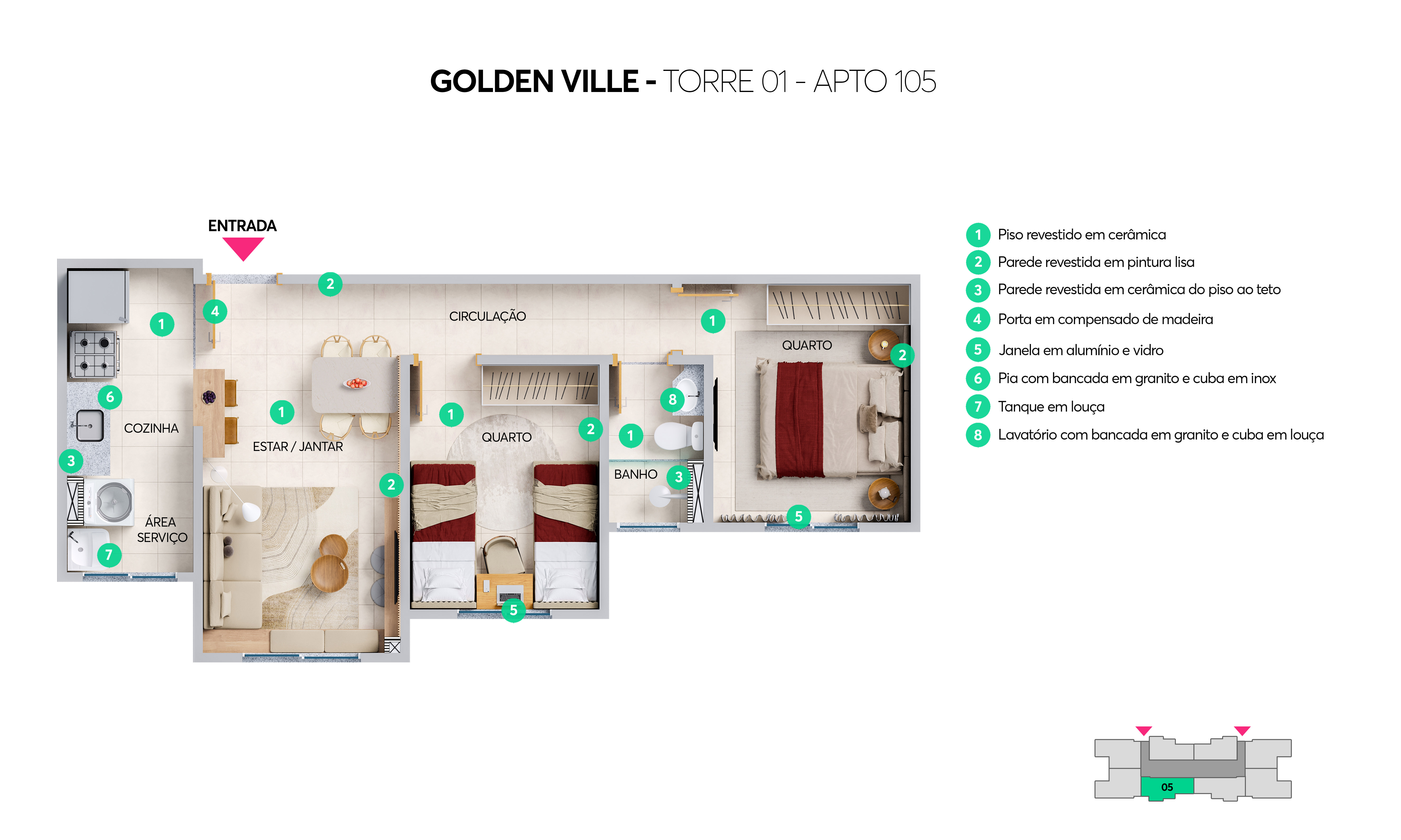 Planta Residencial Golden Ville MRV Goiânia