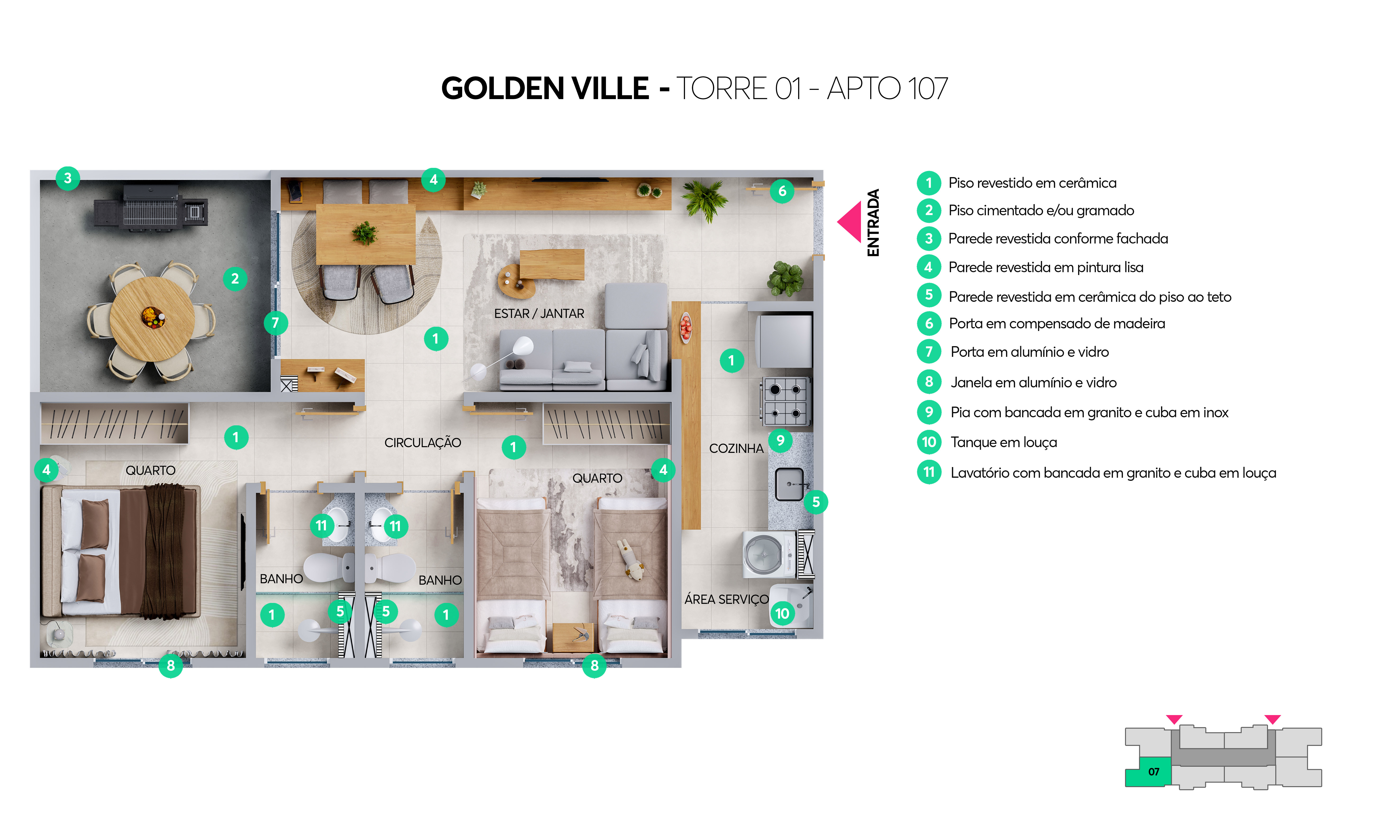 Planta Residencial Golden Ville MRV Goiânia