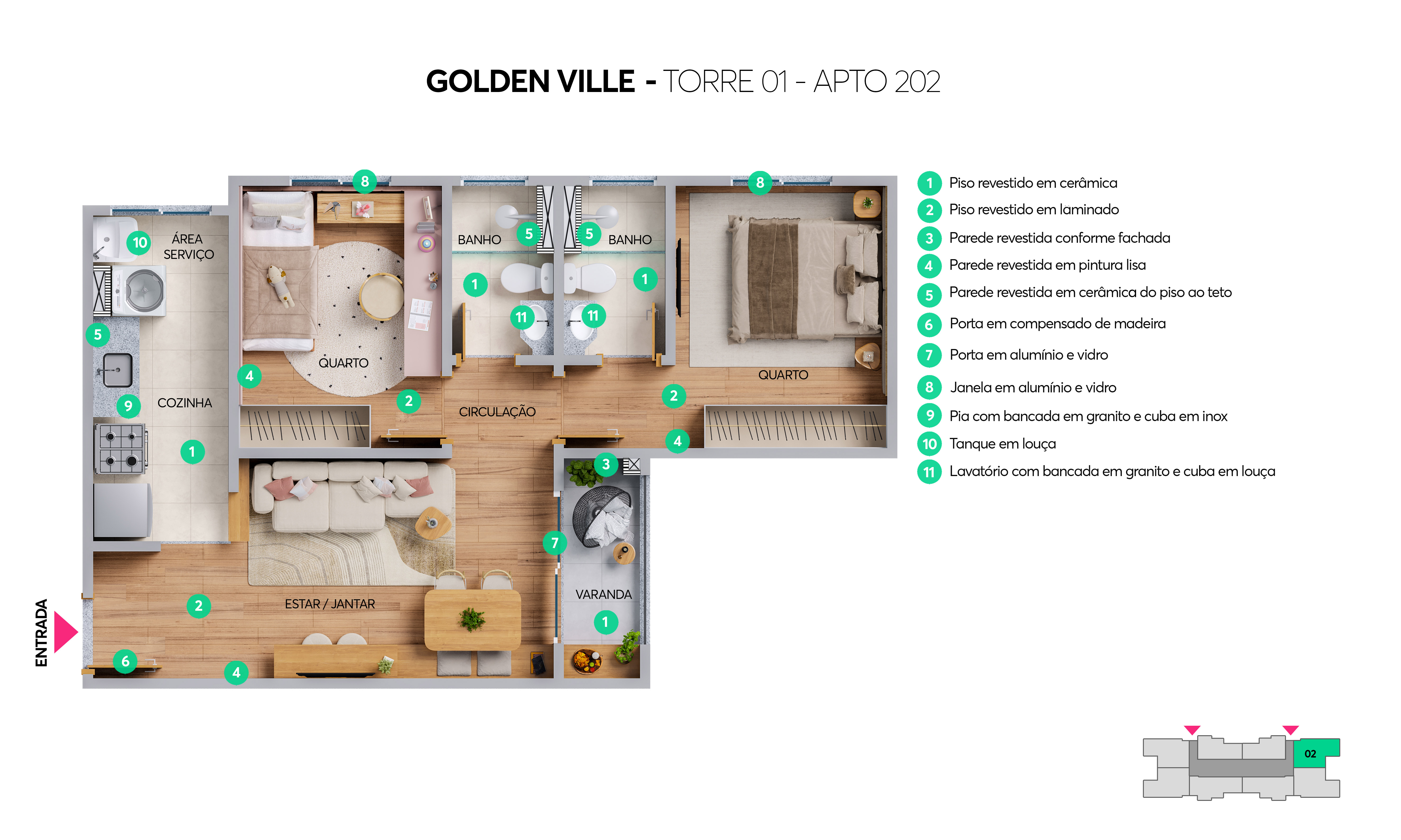 Planta Residencial Golden Ville MRV Goiânia