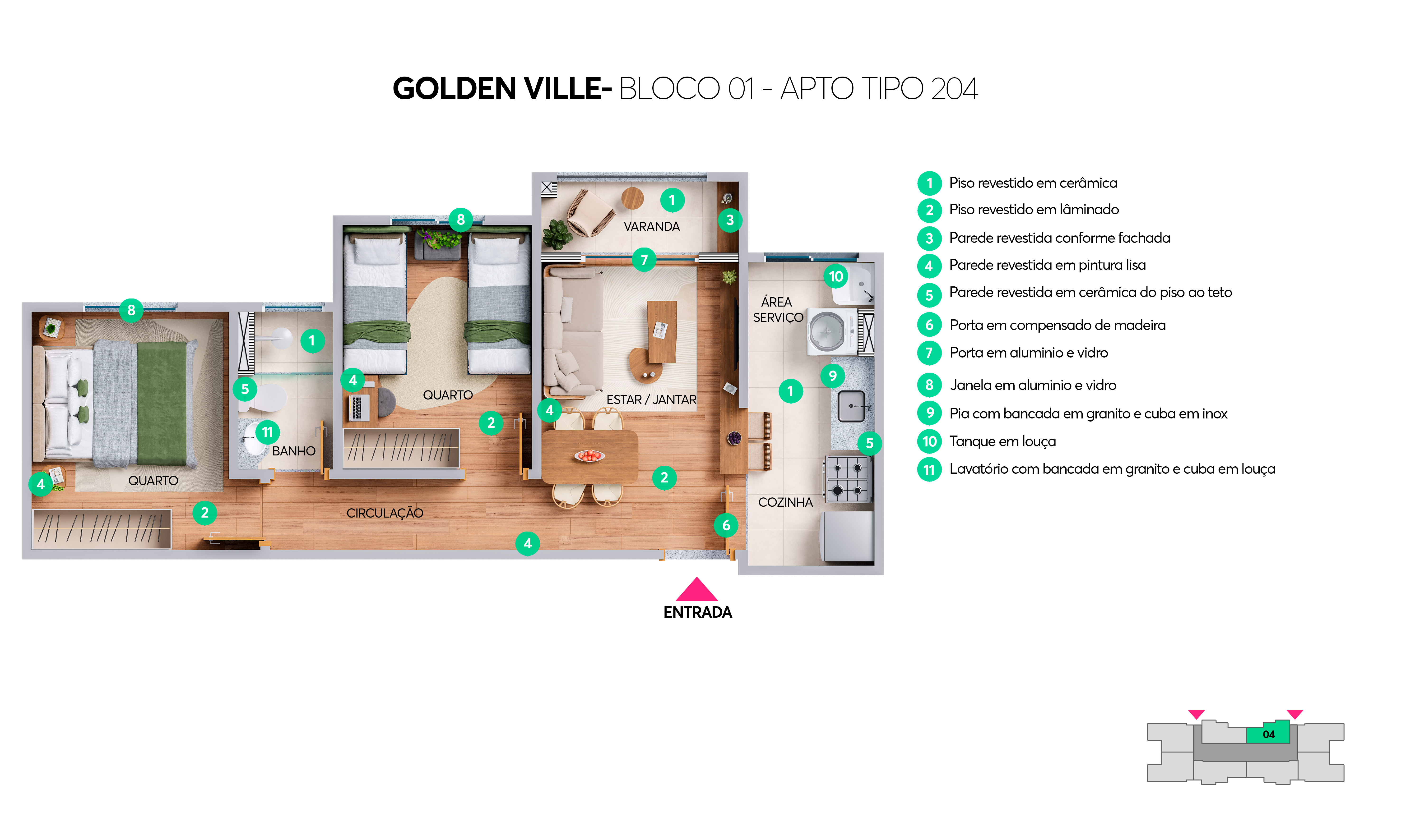 Planta Residencial Golden Ville MRV Goiânia