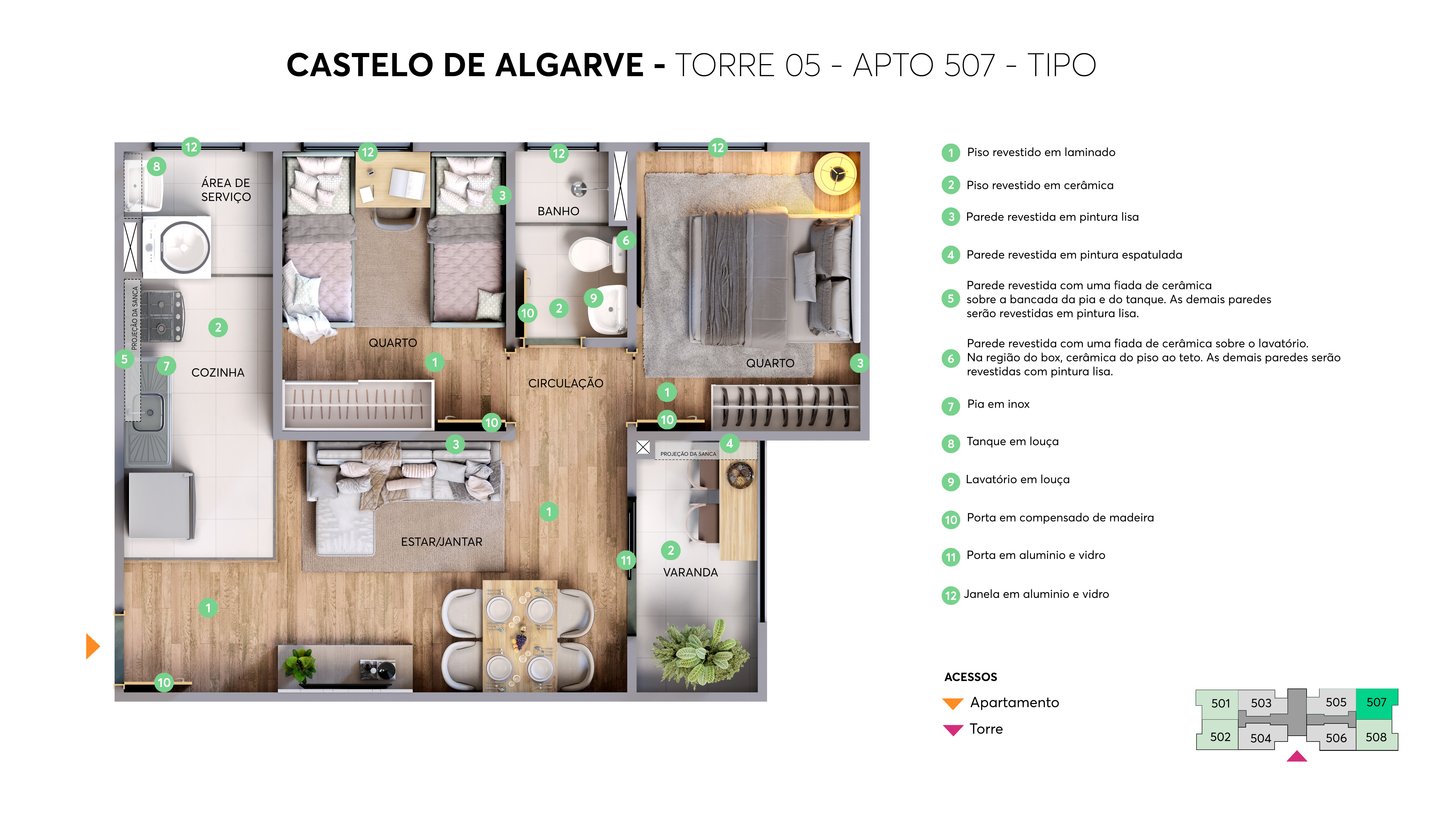 Planta – Torre 05 – Apto 507 – Castelo de Algarve MRV Campo Grande 