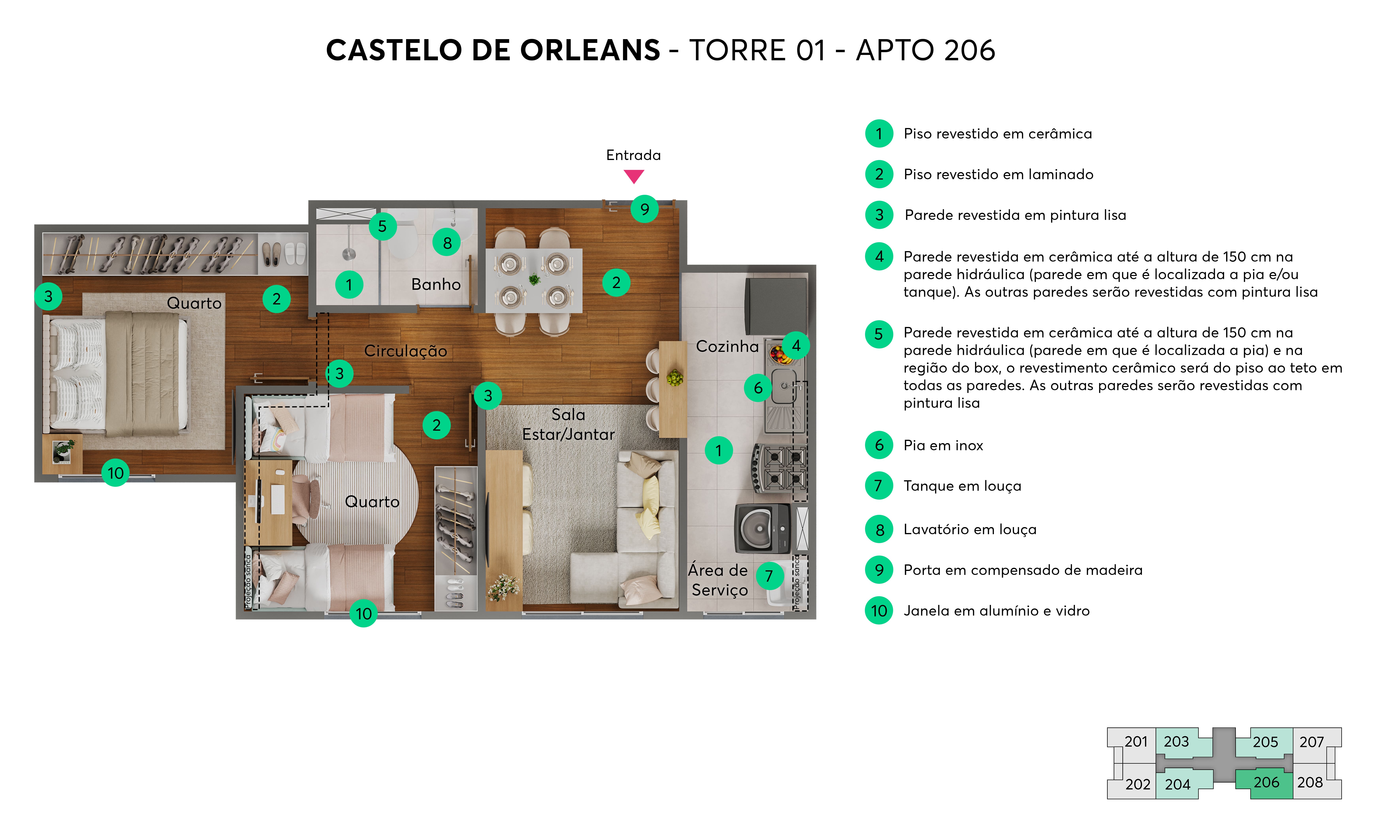 Planta - Torre 01 - Apto. 206