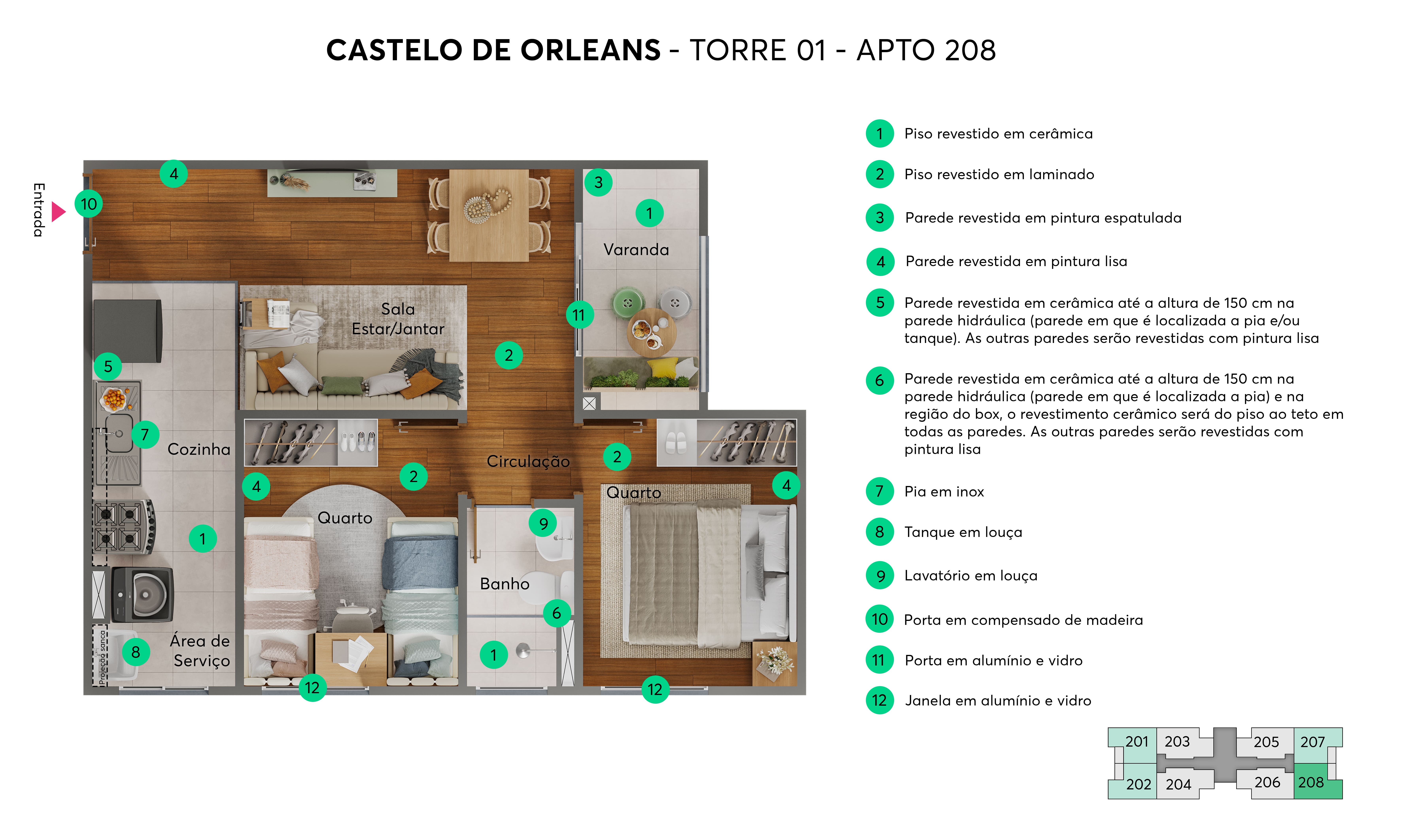 Planta - Torre 01 - Apto. 208