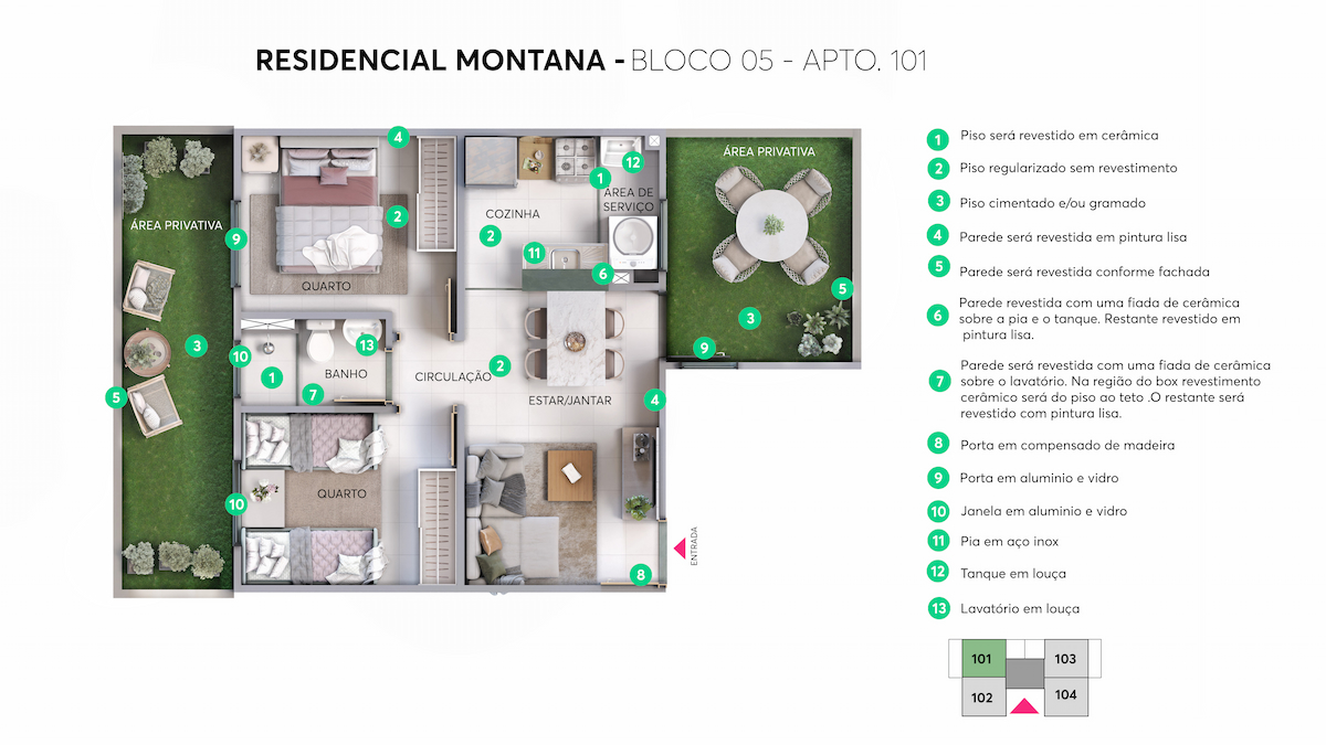 Planta Residencial Montana MRV Belo Horizonte