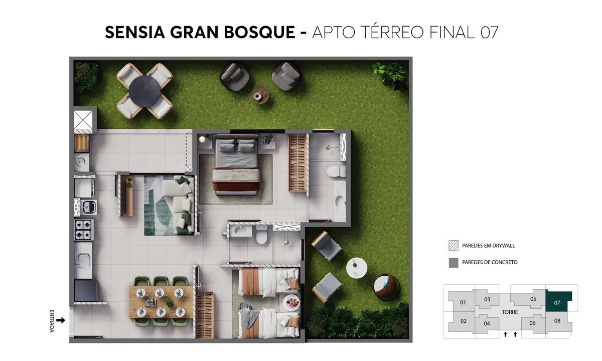Planta - Térreo - Apto. 07 - Sensia Gran Bosque MRV Belo Horizonte