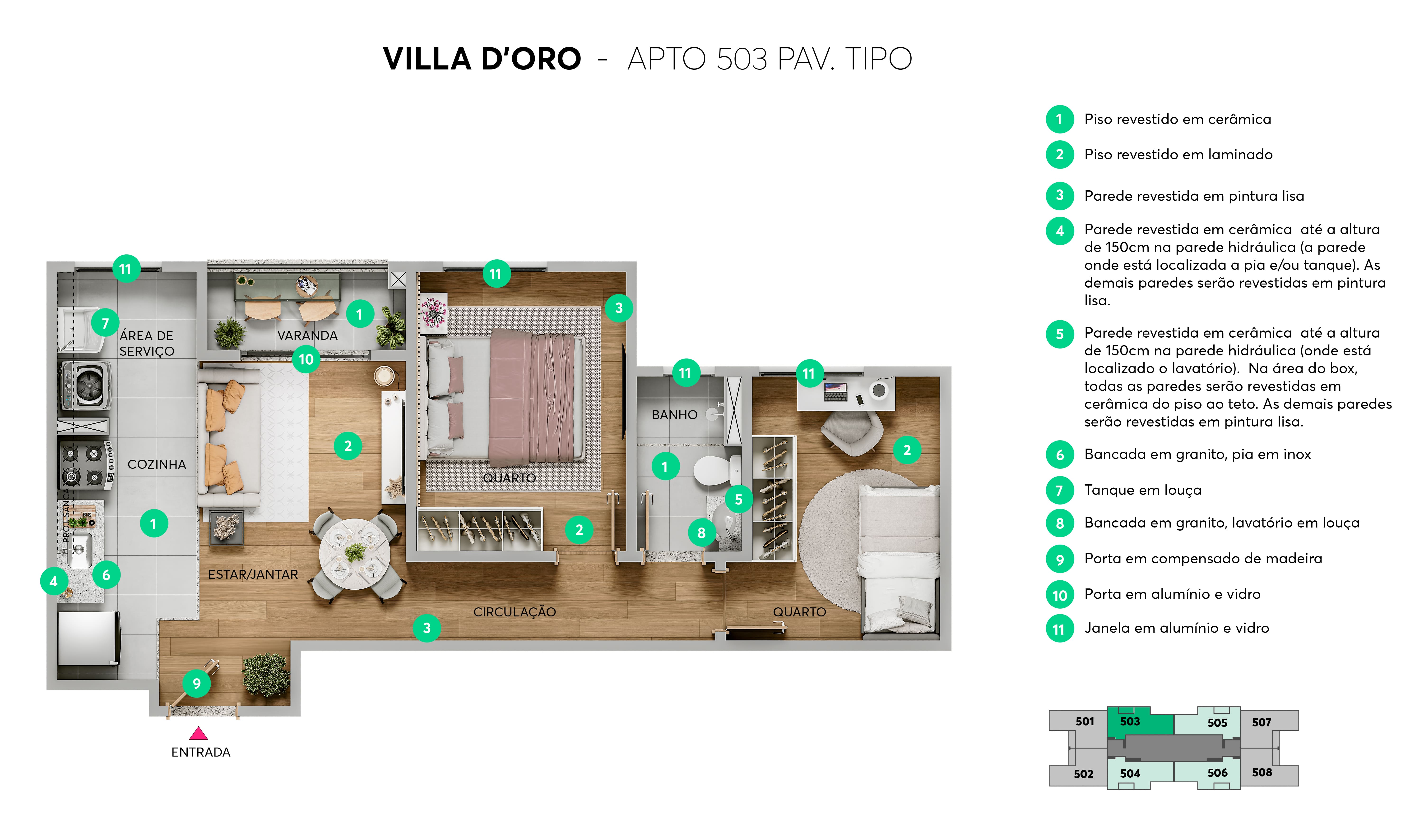 Planta - Apto. 503 - Villa D'Oro MRV Belo Horizonte
