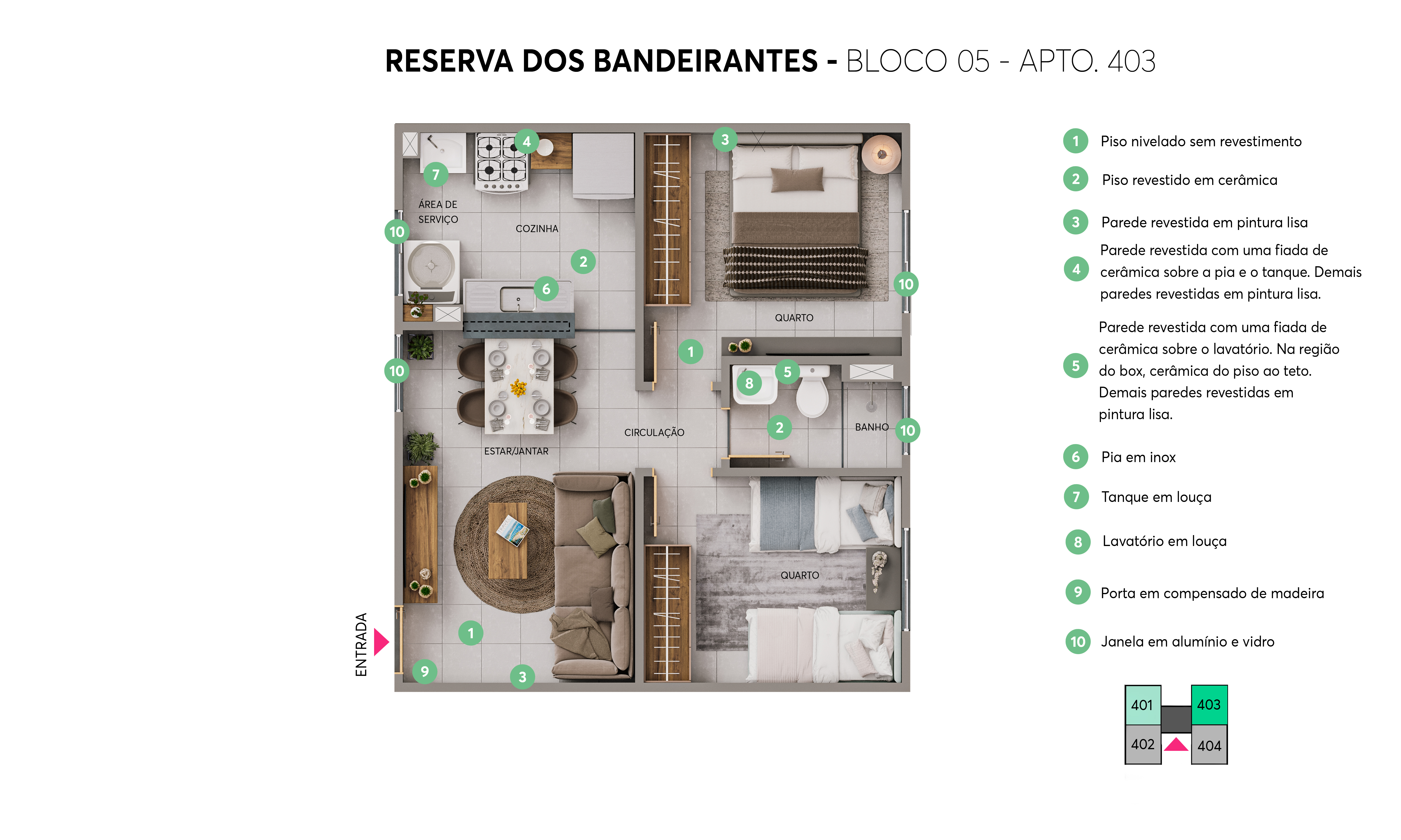 Planta - Apto. 403 - Bloco 05 - Reserva dos Bandeirantes MRV Uberaba