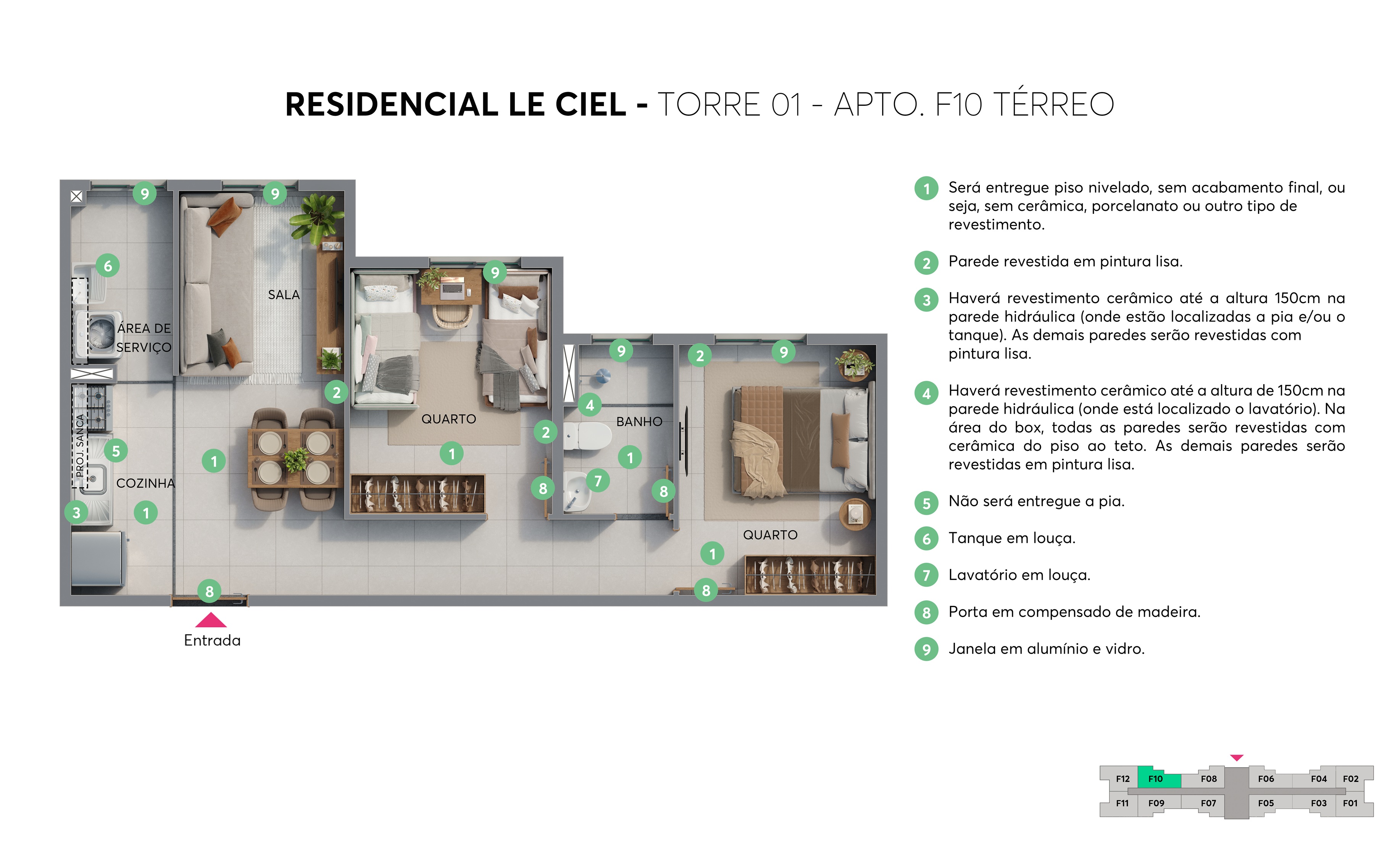 Planta – Torre 01 – Apto F10 – Le Ciel Londrina MRV 