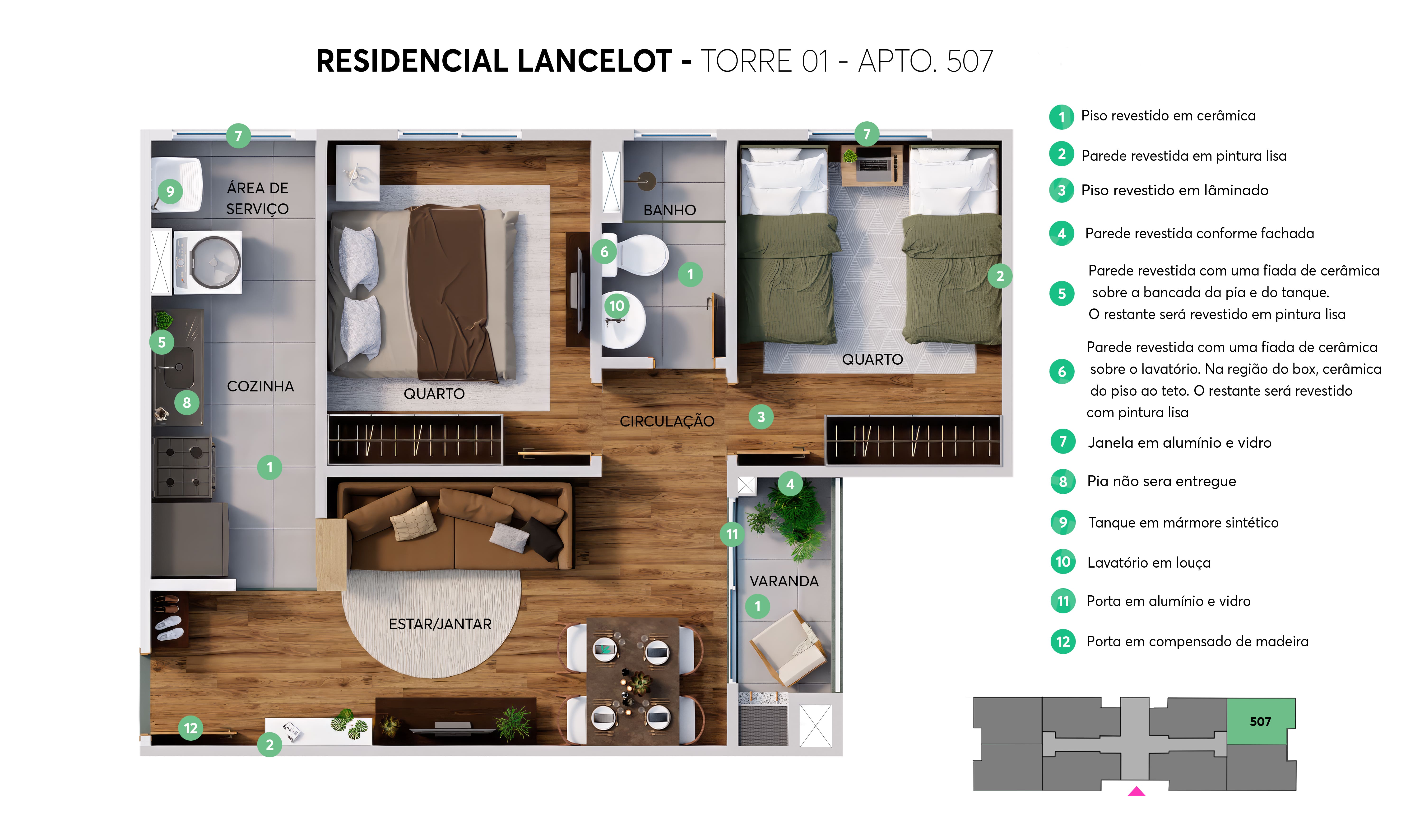 Planta Residencial Lancelot MRV Londrina