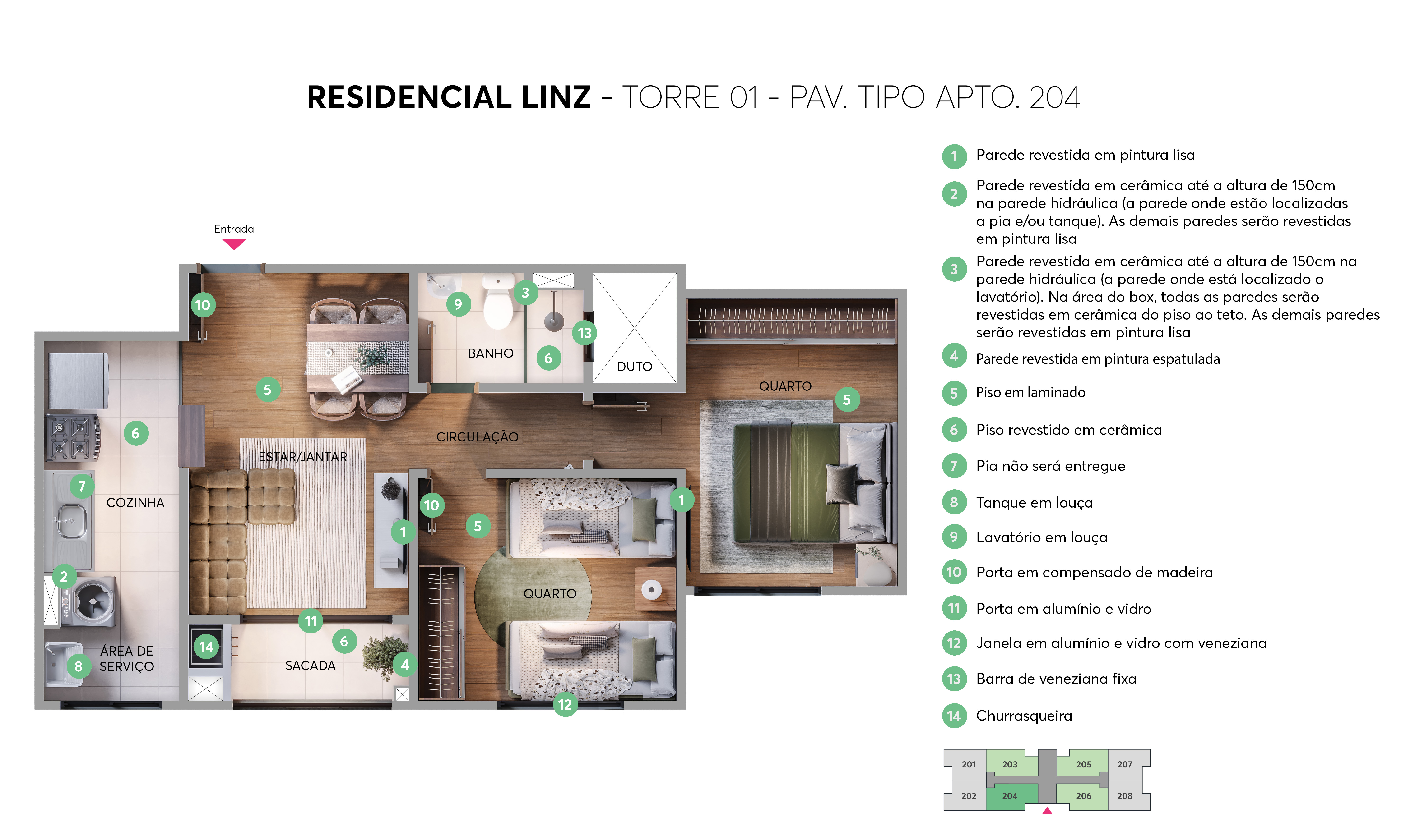 Planta - Torre 01 - Apto. 204
