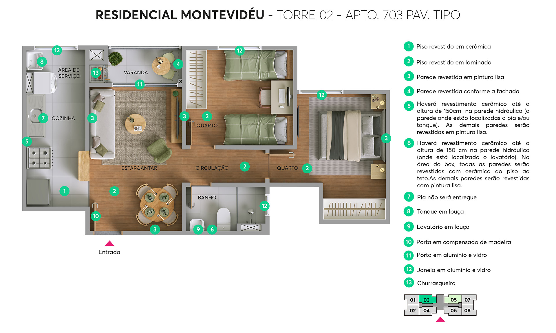 Planta Residencial Montevidéu MRV Maringá