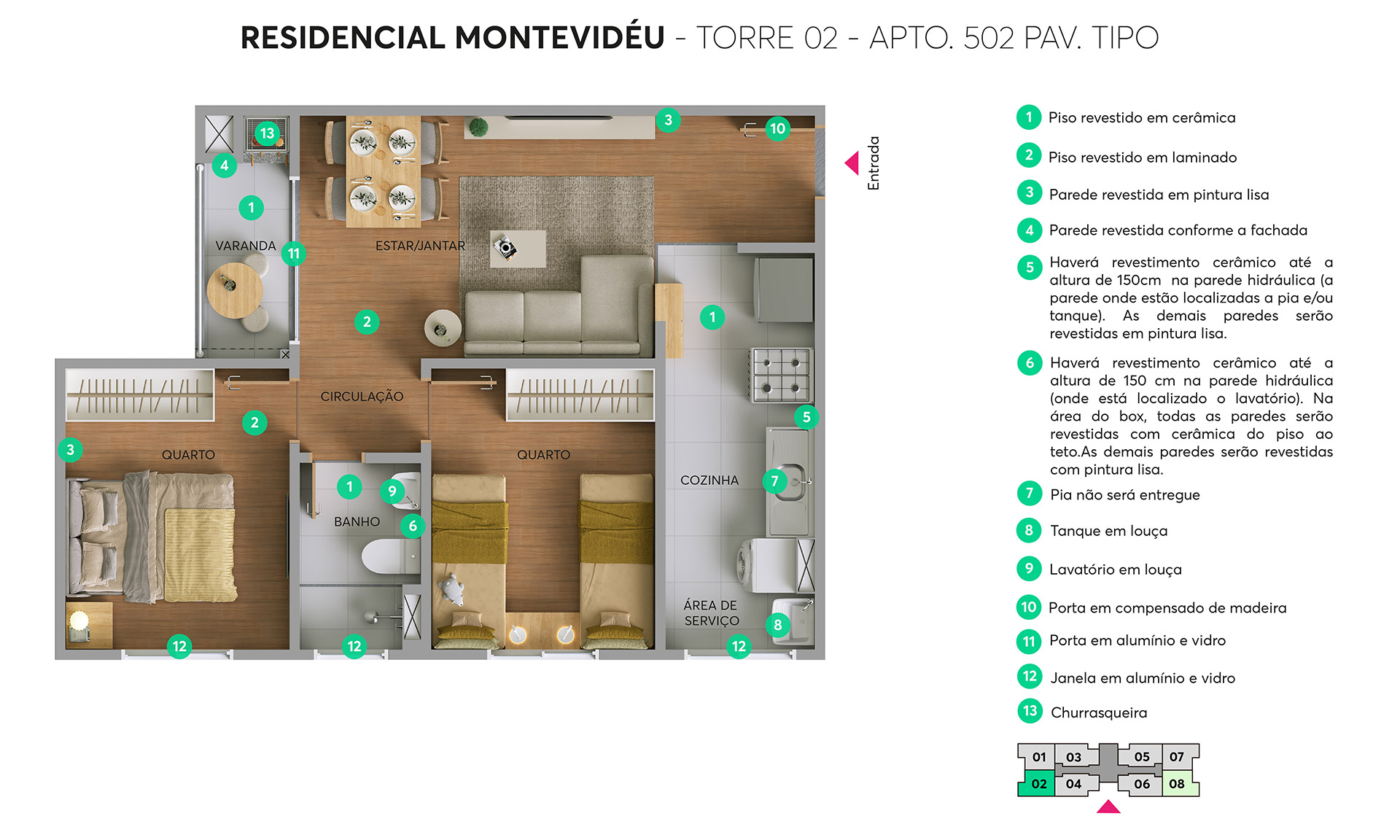 Planta Residencial Montevidéu MRV Maringá