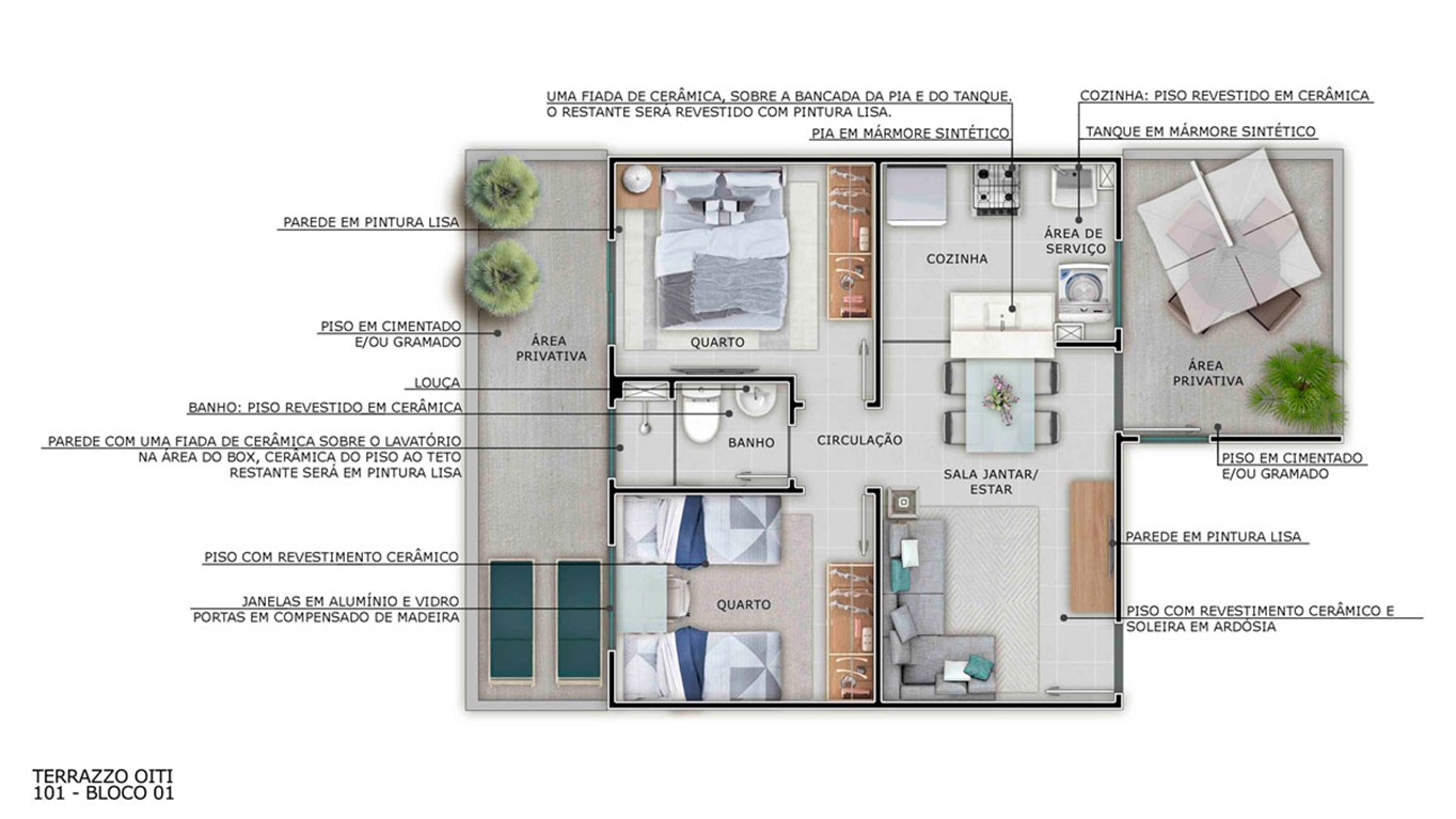 Planta Terrazzo Oiti MRV Teresina