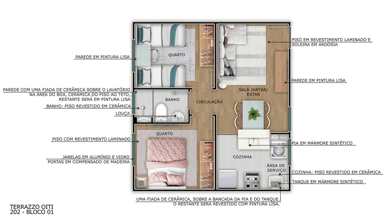 Planta Terrazzo Oiti MRV Teresina