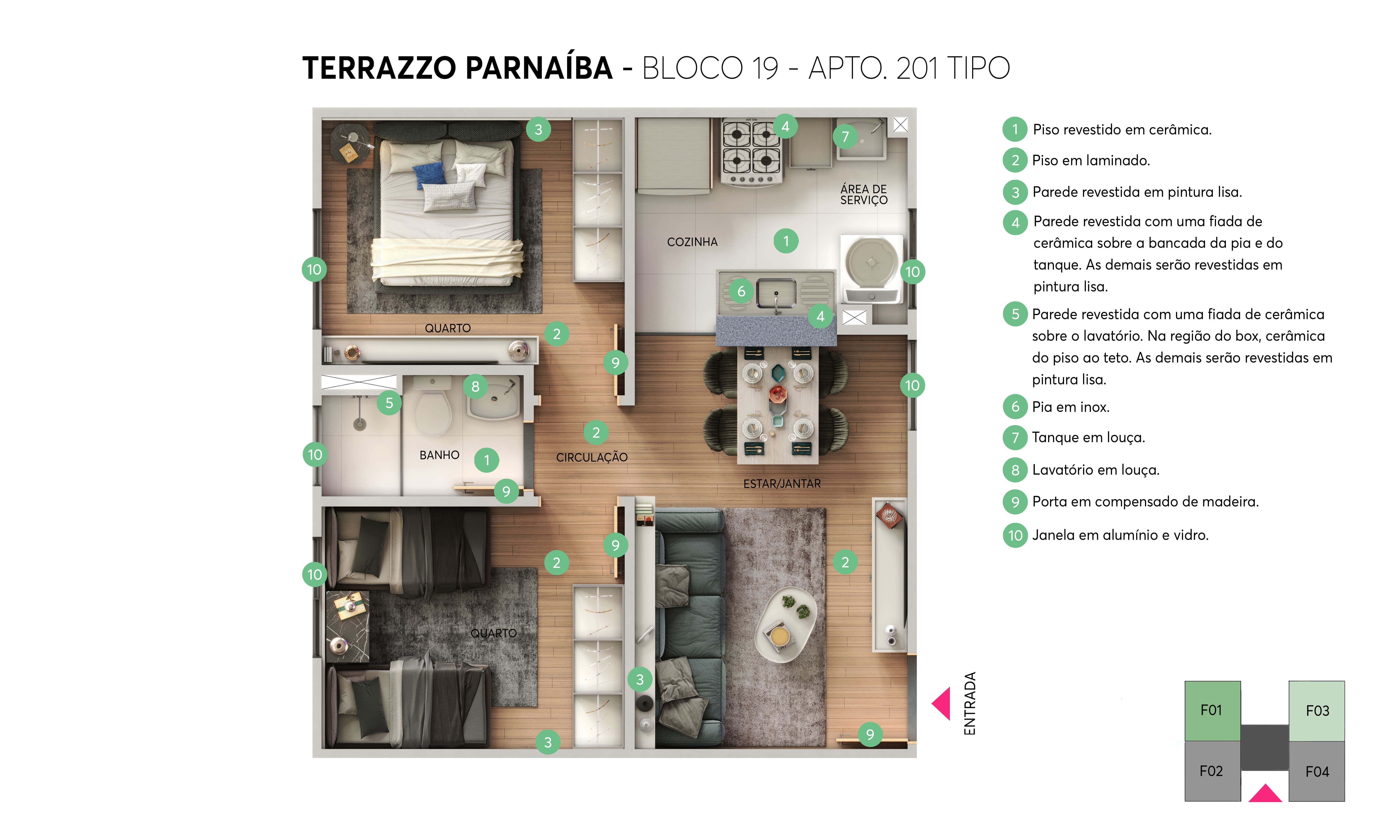 Planta - Bloco 19 - Apto. 201 - Terrazzo Parnaíba MRV Teresina