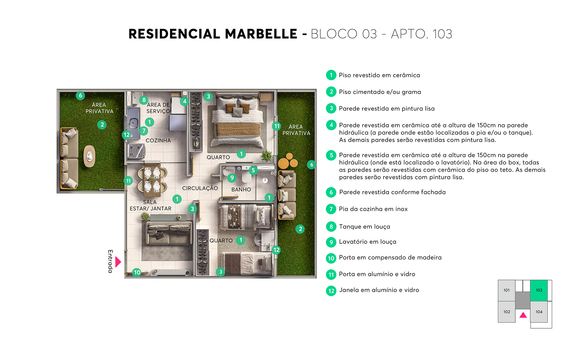 Planta Marbelle Residence MRV Macaé