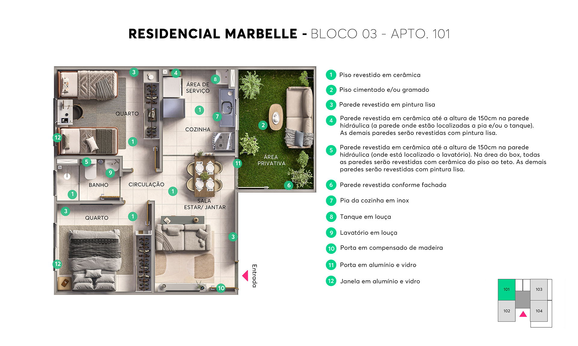 Planta Marbelle Residence MRV Macaé