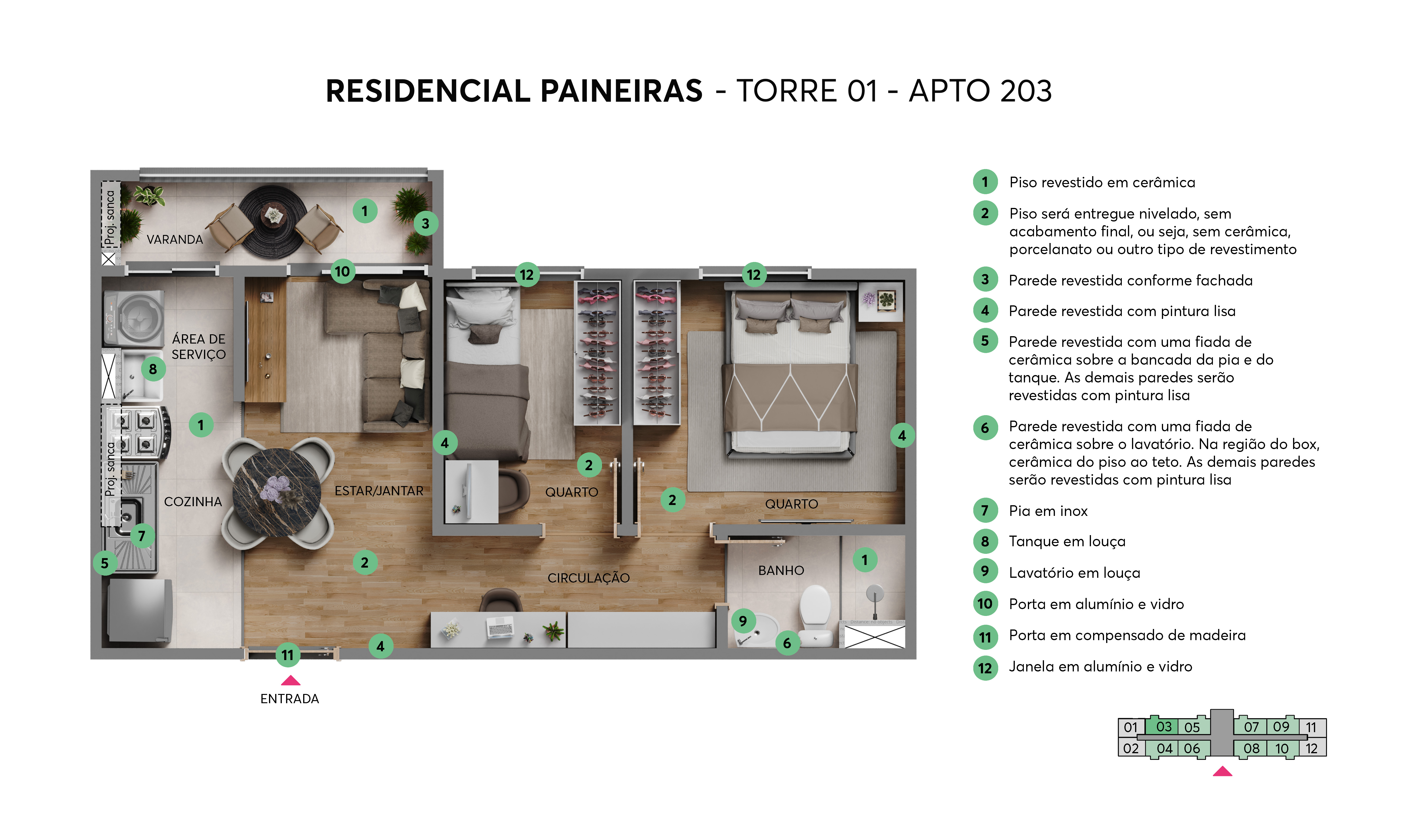 Planta - Torre 01 - Apto. 203