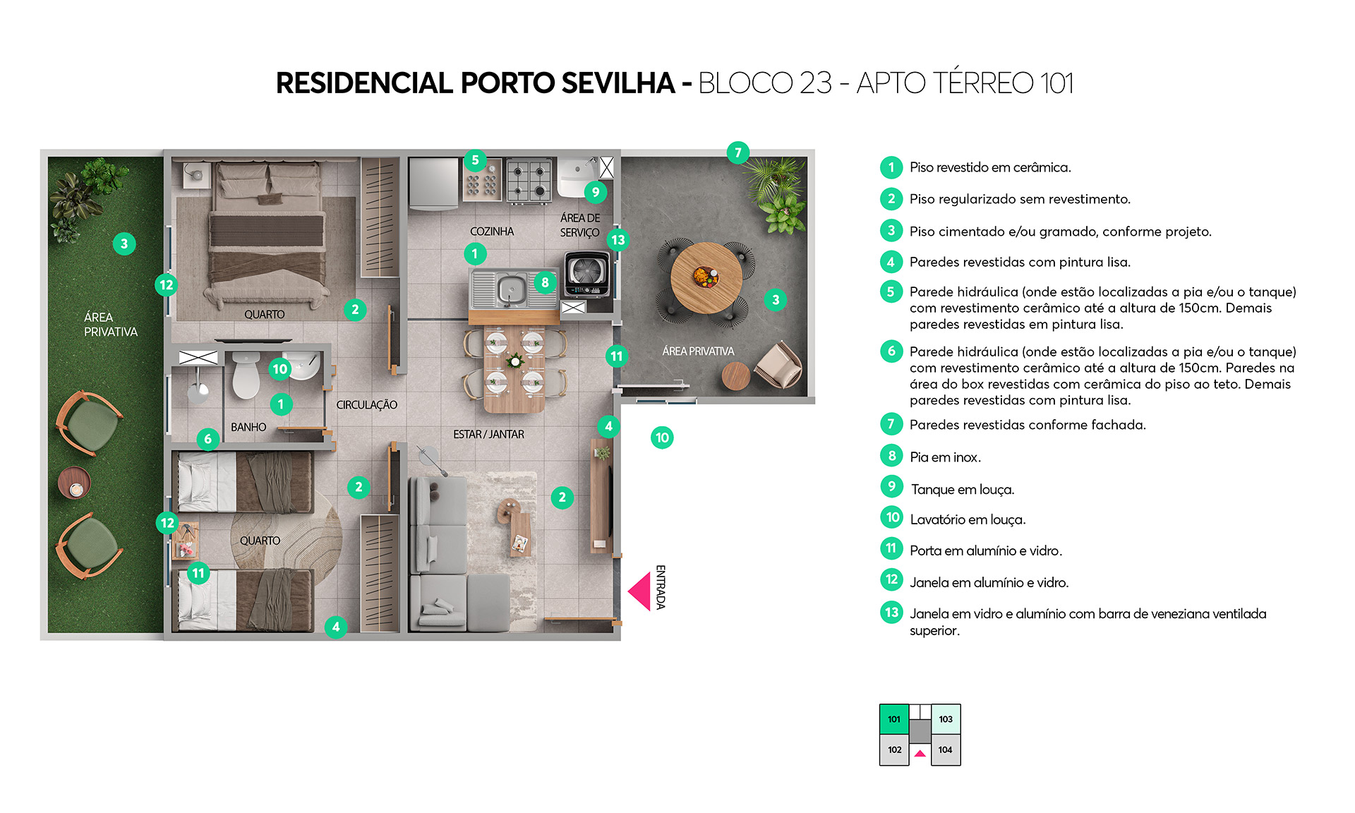 Planta Resid. Porto Sevilha MRV Porto Alegre