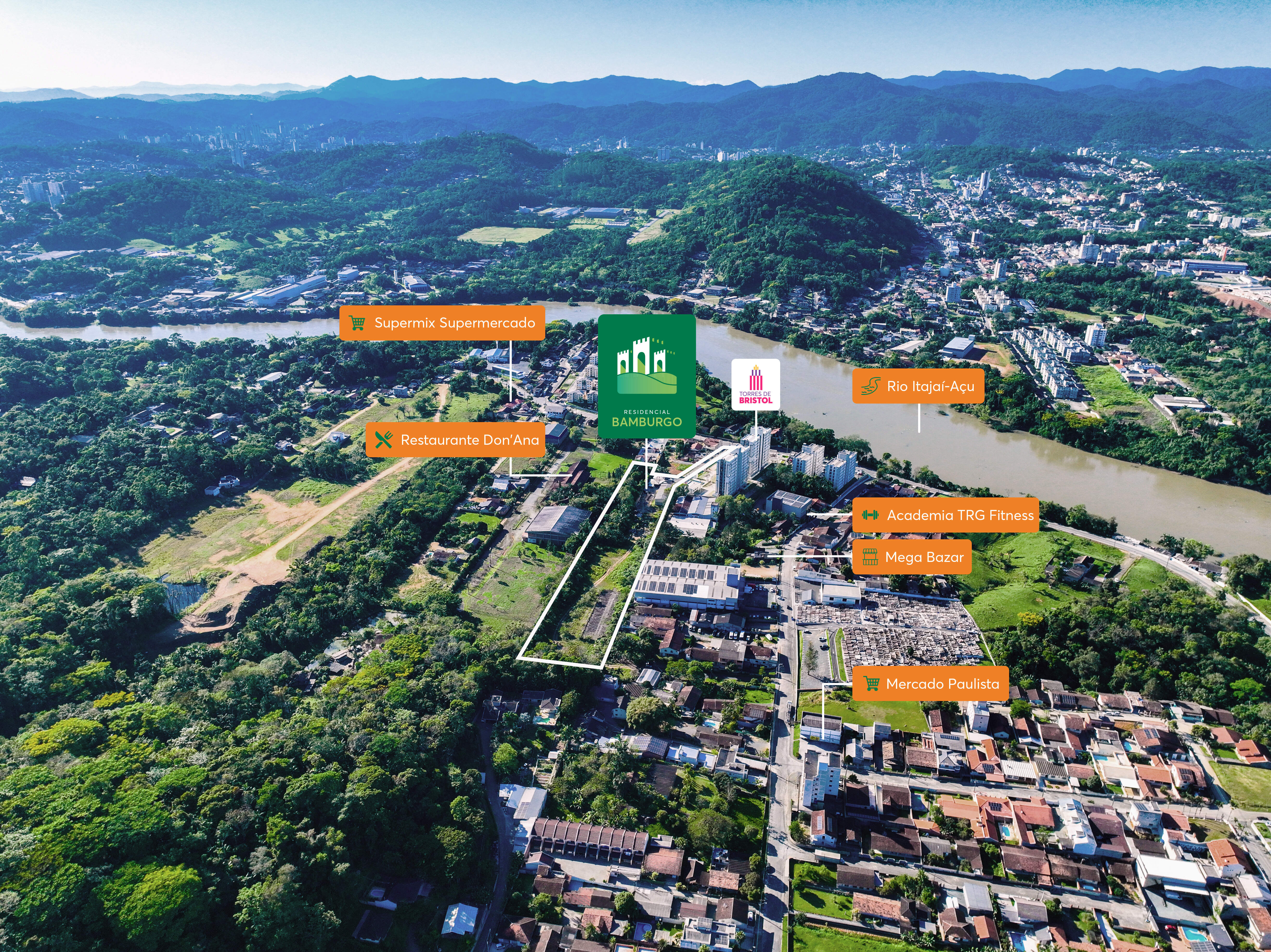 Imagem aérea Residencial Bamburgo MRV Blumenau