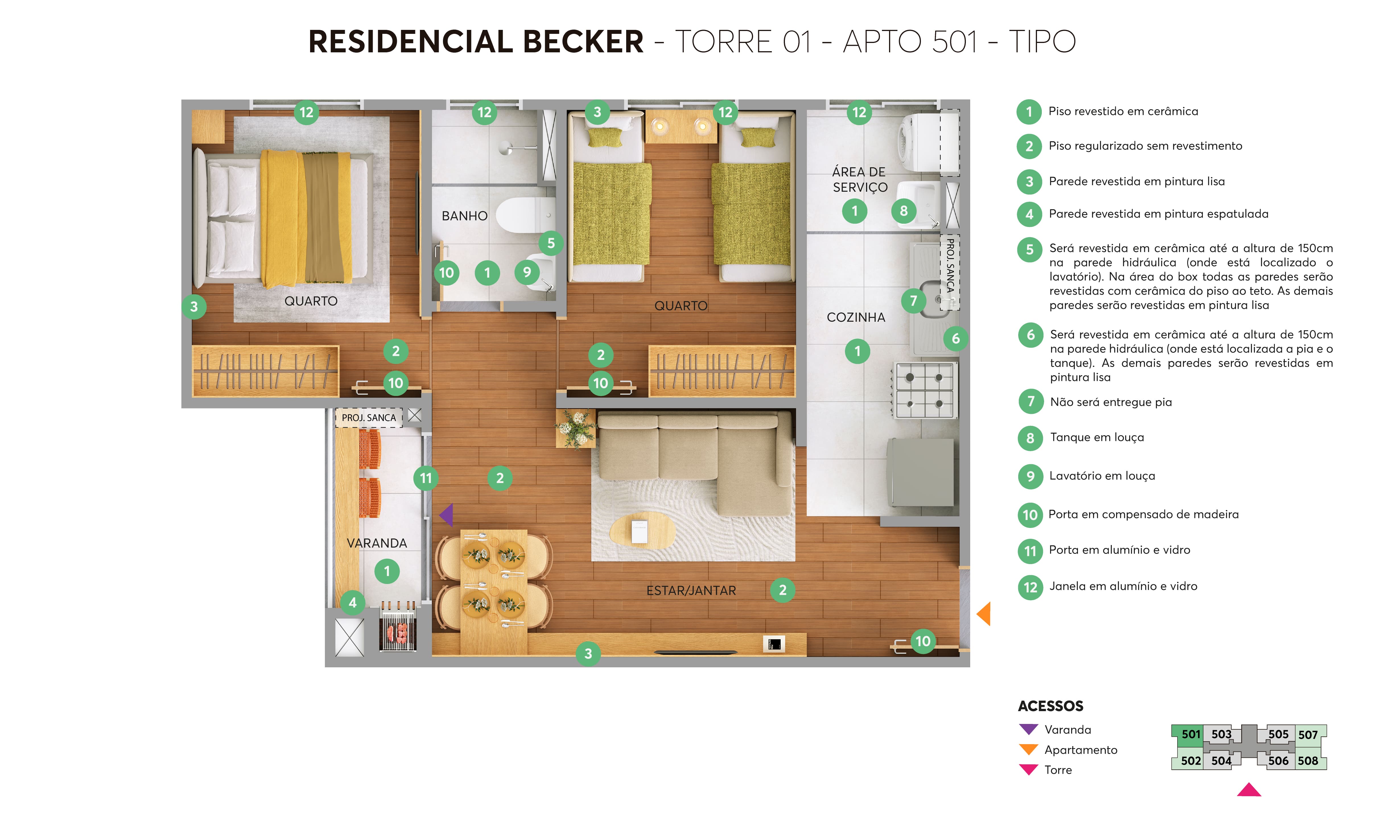 Planta - Torre 01 - Apto. 501 - Residencial Becker MRV Blumenau