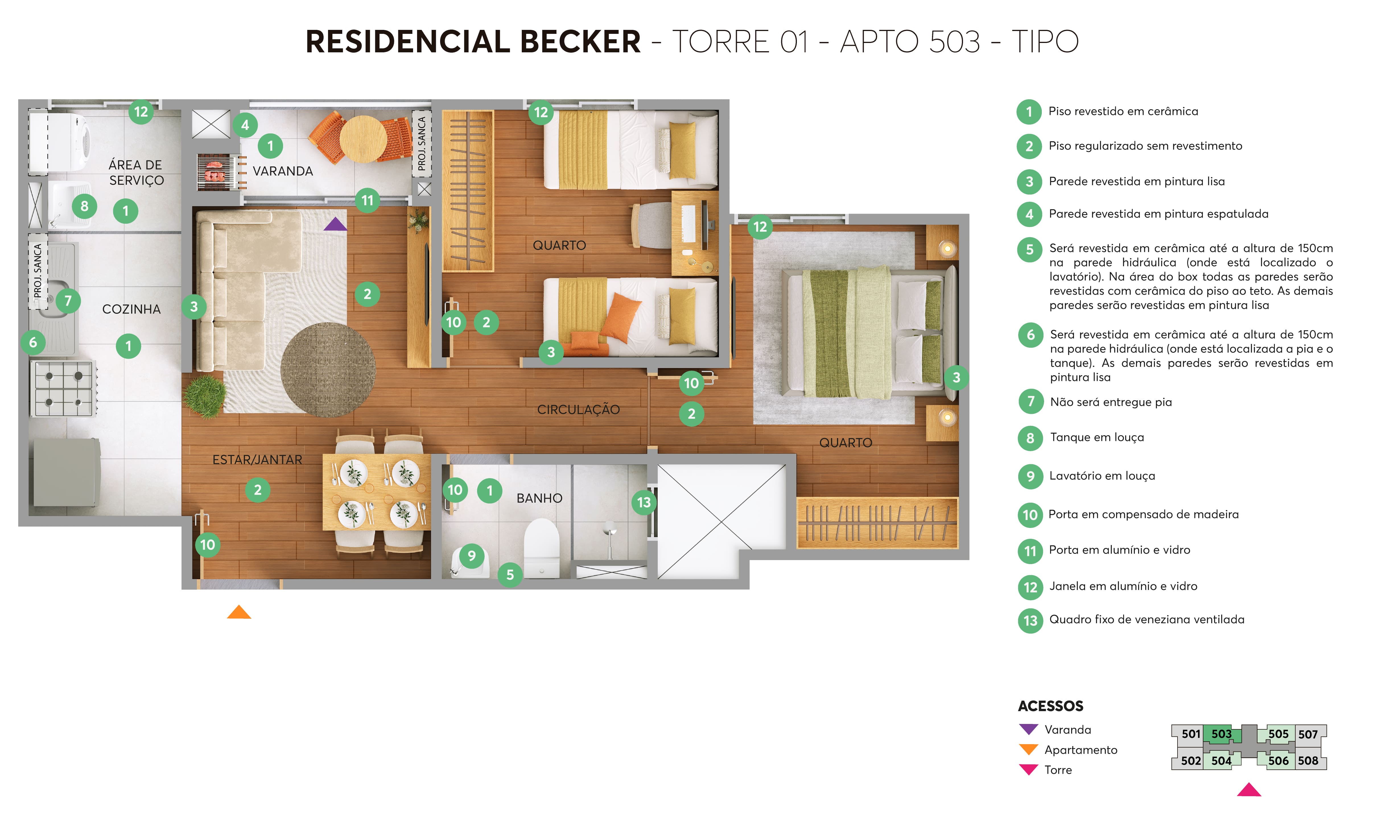 Planta - Torre 01 - Apto. 503 - Residencial Becker MRV Blumenau