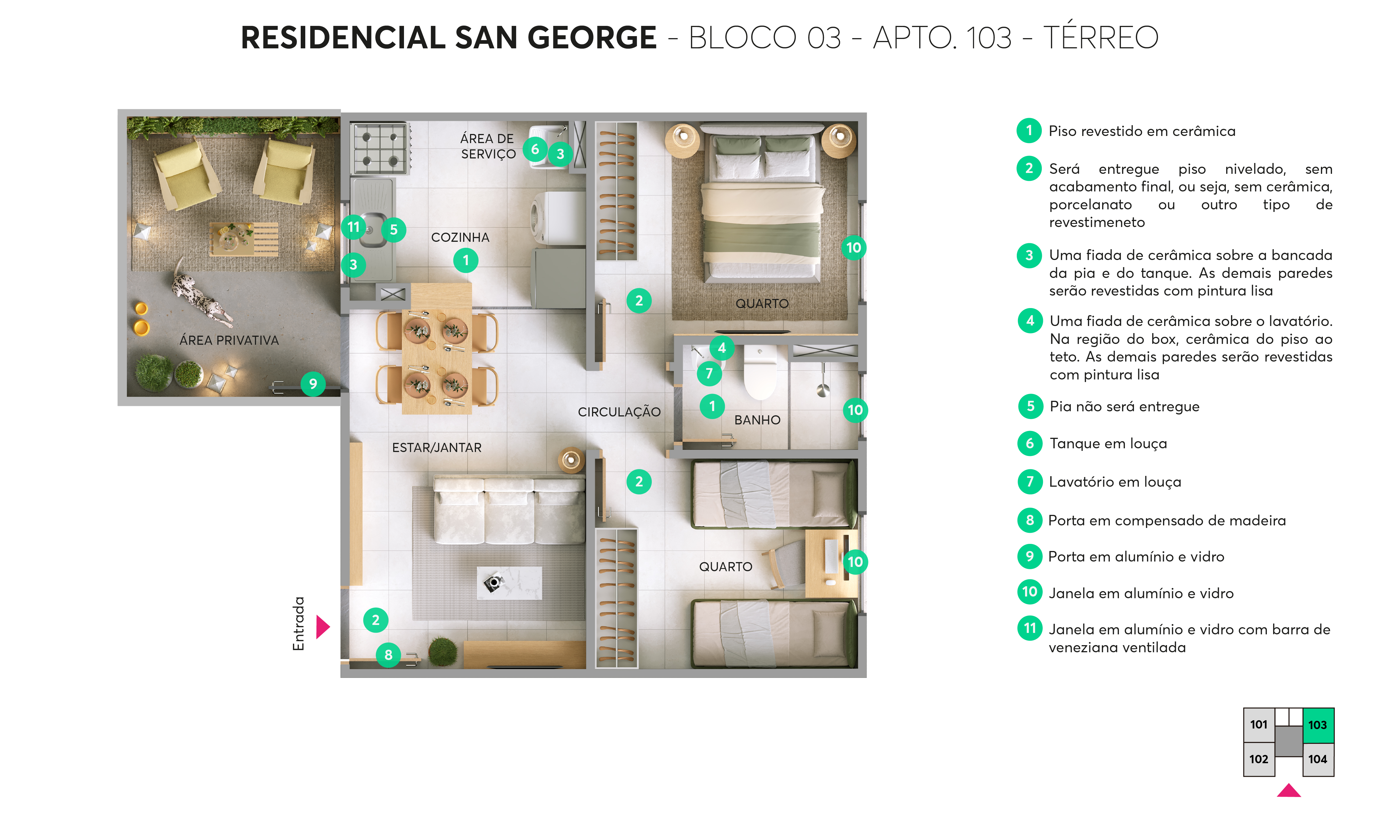 Planta – Bloco 03 – Apto 103 – Residencial San George MRV Blumenau