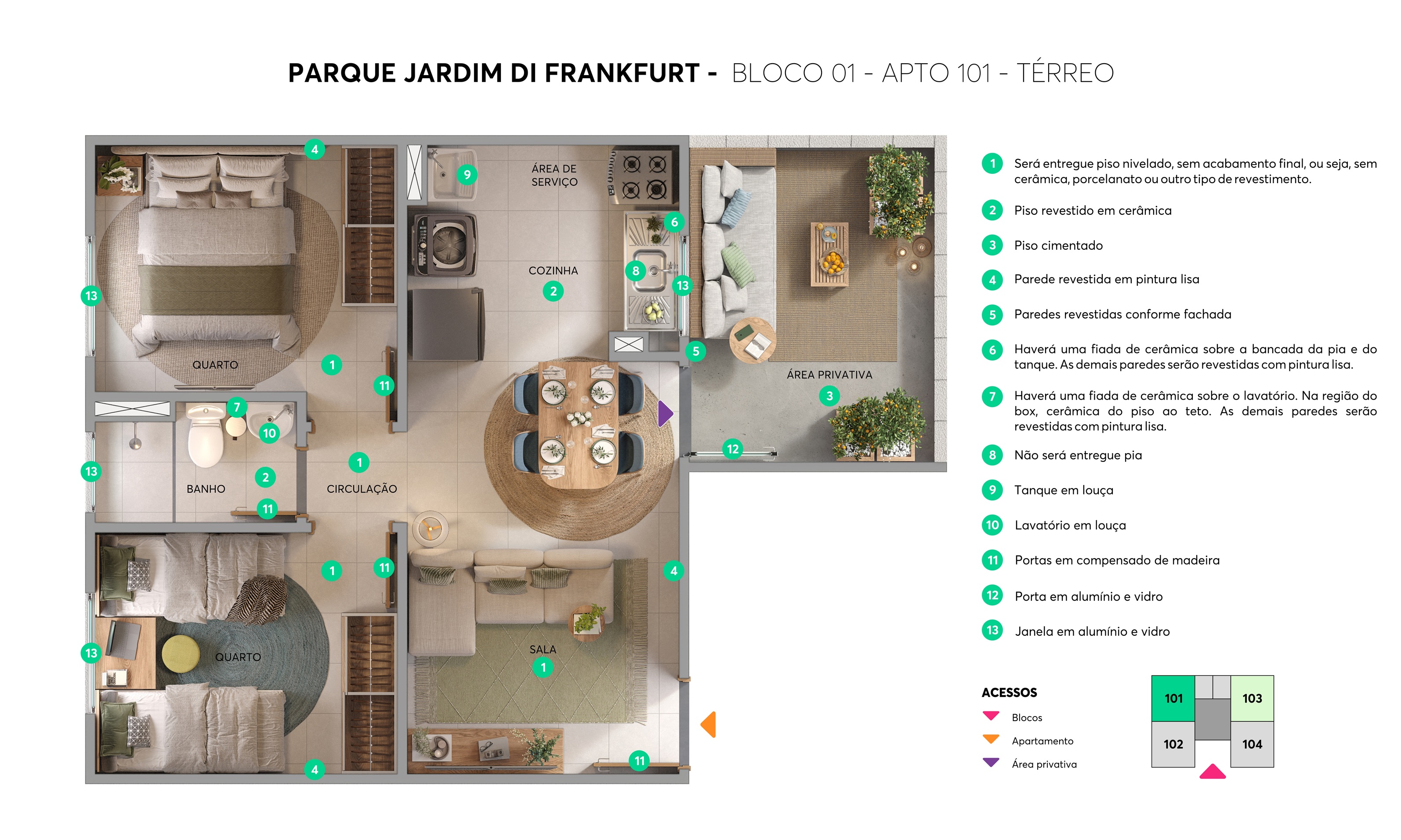 Planta – Bloco 01 – Apto 101 – Parque Jardim Di Frankfurt MRV Joinville