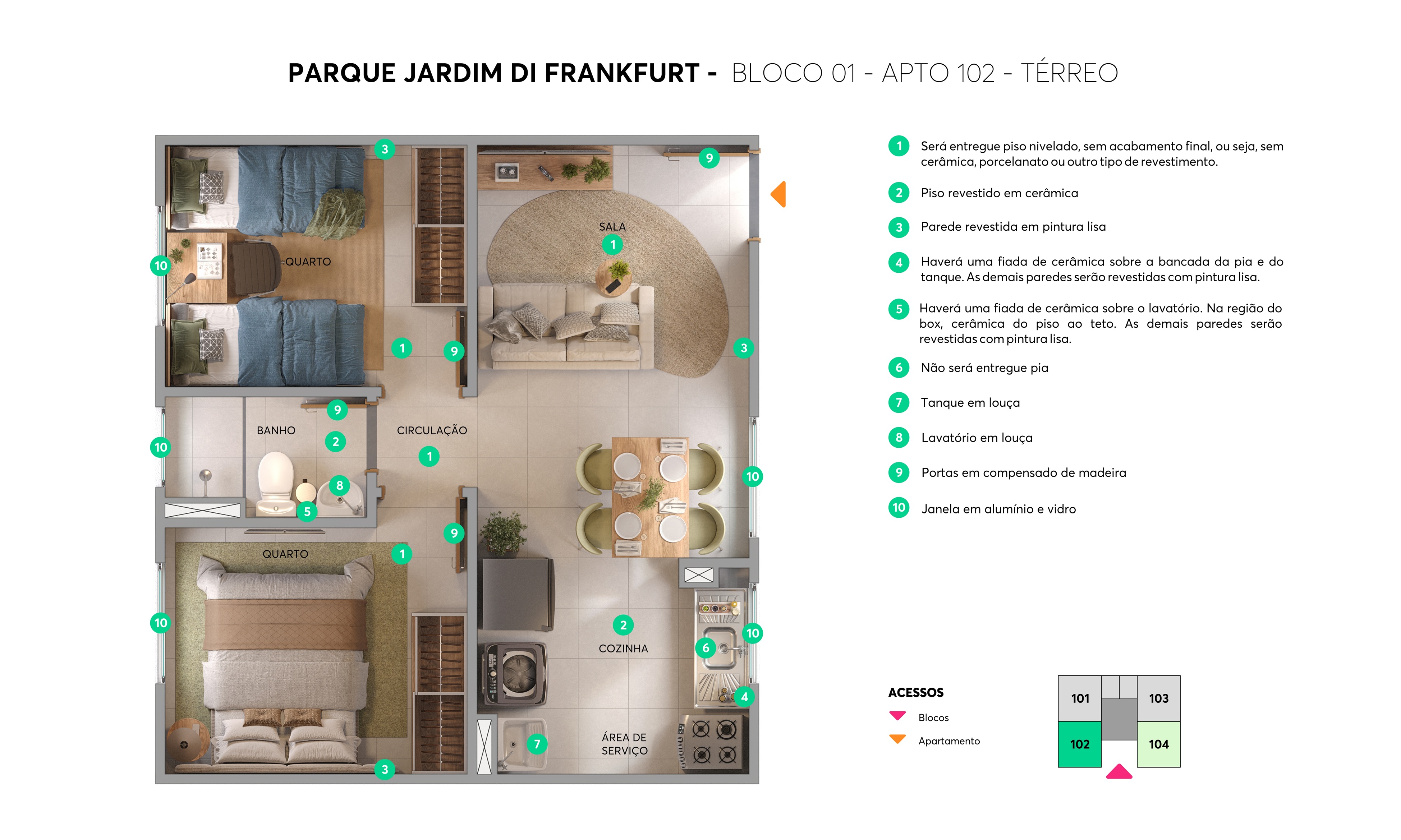 Planta – Bloco 01 – Apto 102 – Parque Jardim Di Frankfurt MRV Joinville
