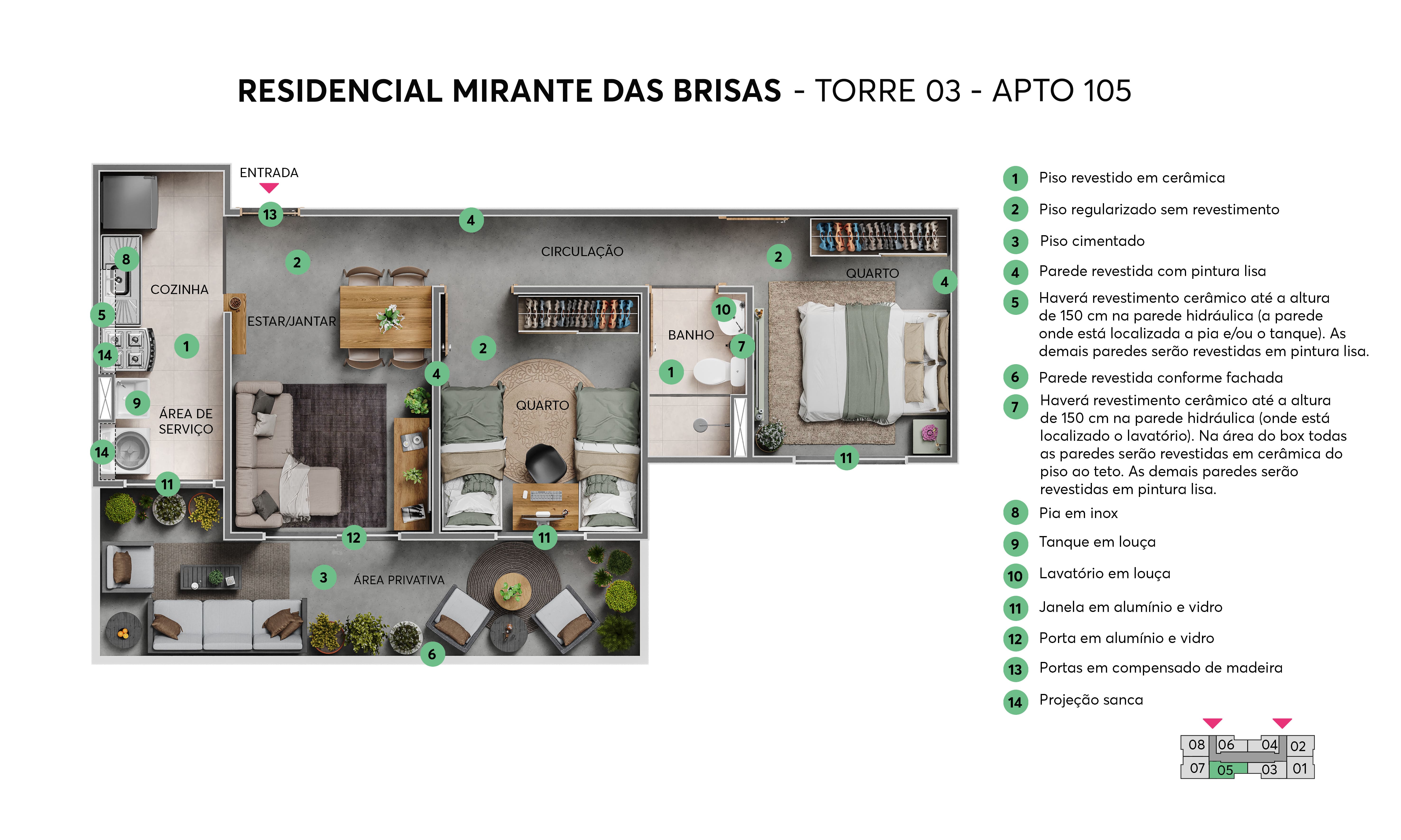 Planta Residencial Mirante das Brisas MRV Bauru