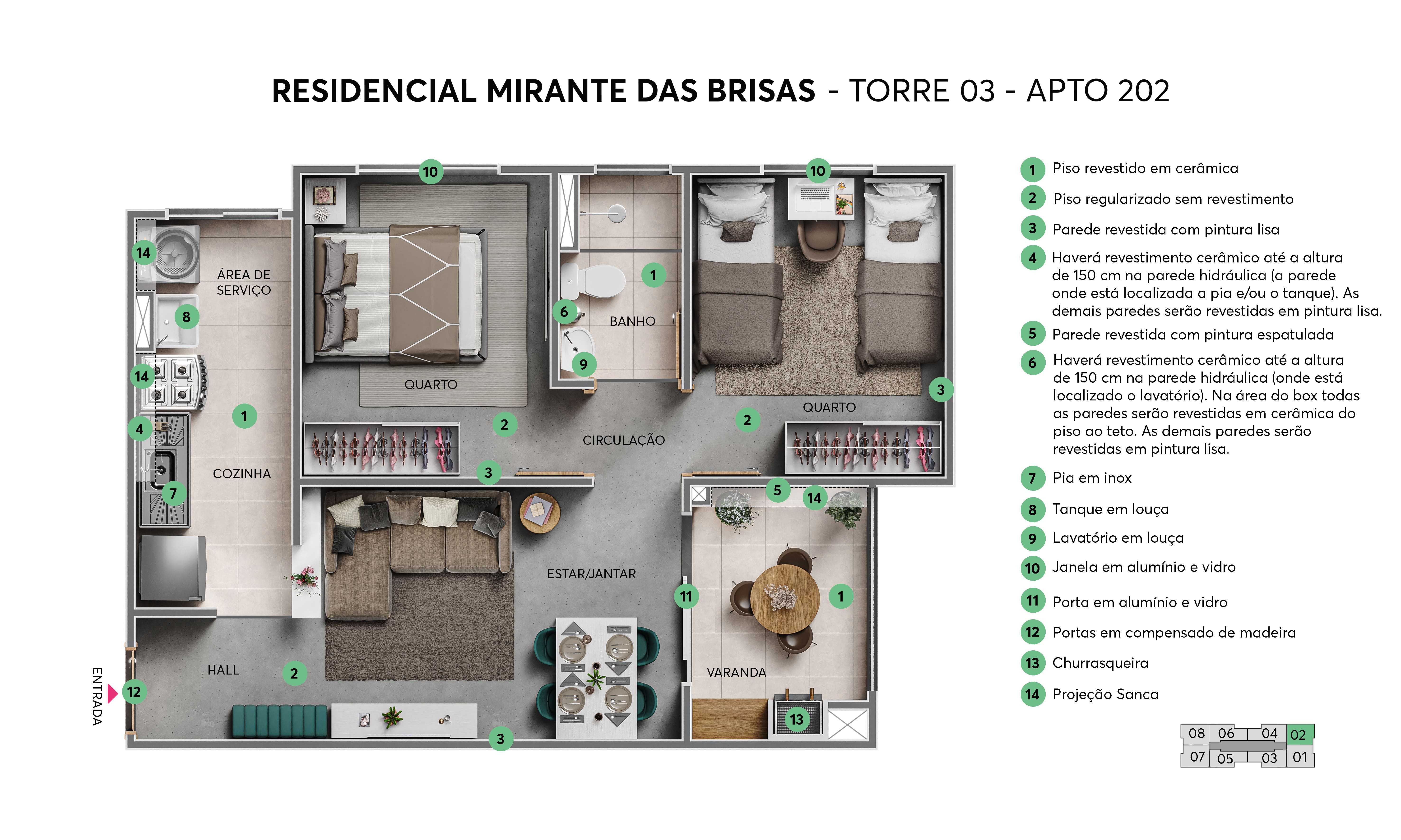 Planta Residencial Mirante das Brisas MRV Bauru