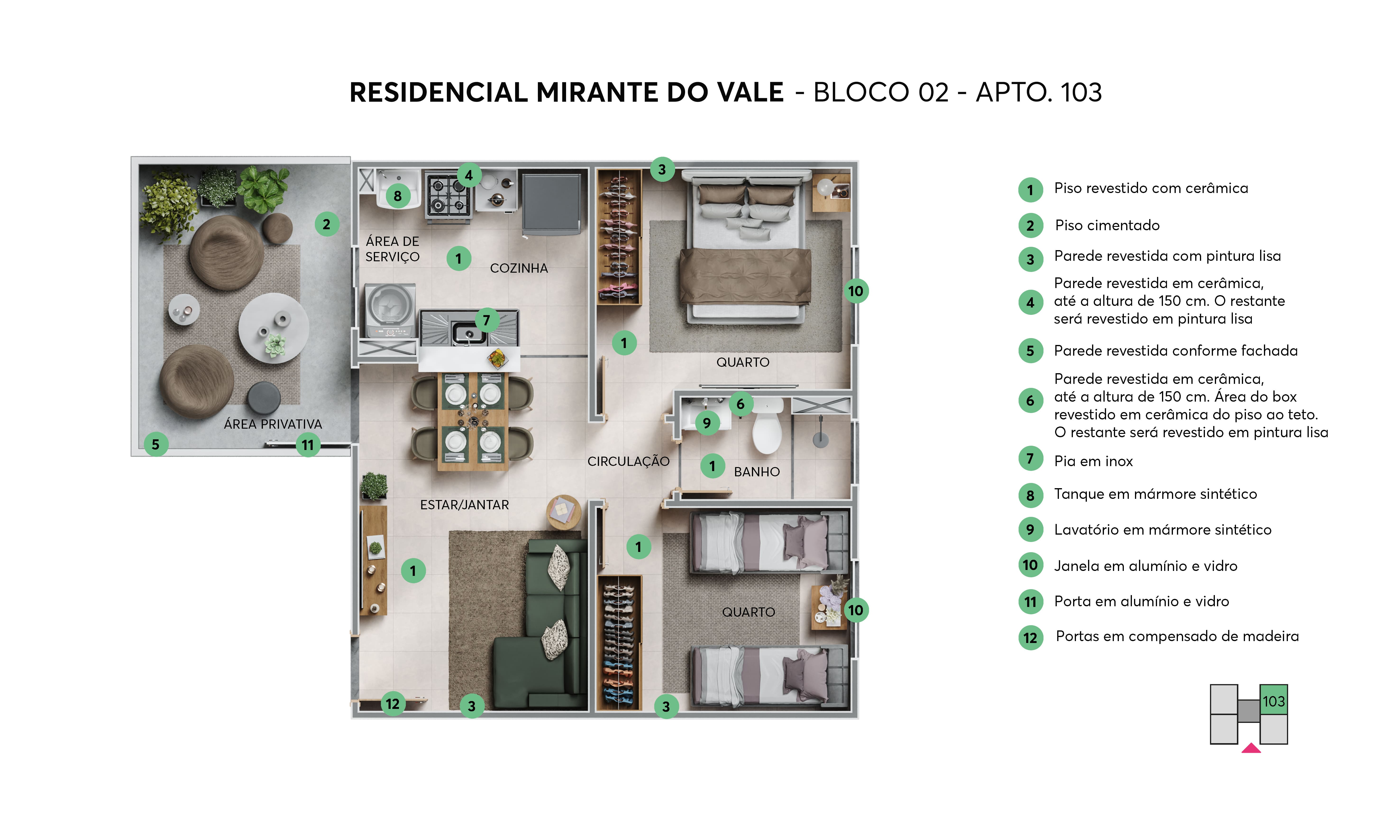 Planta Resid. Mirante do Vale MRV Bauru