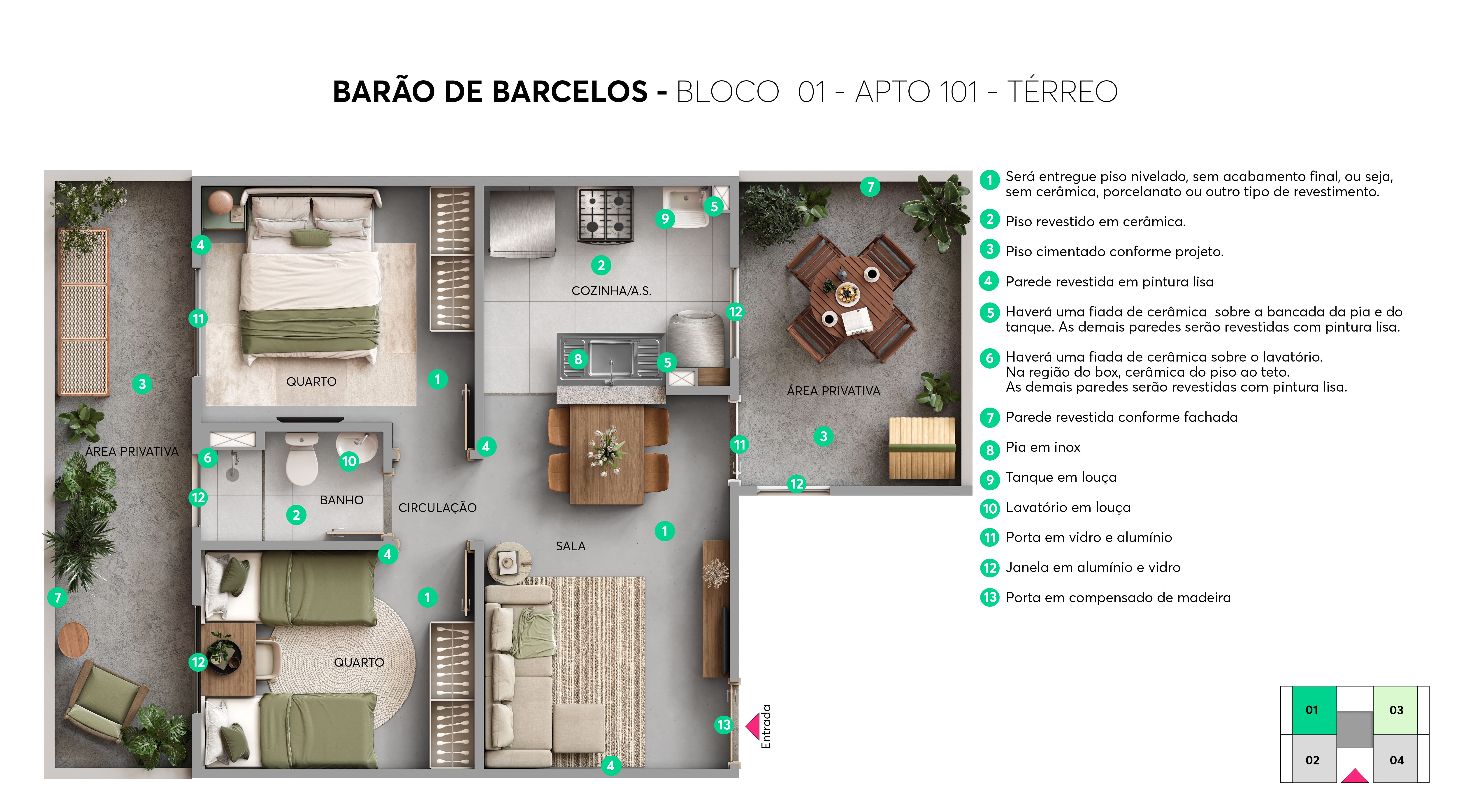 Planta Barão de Barcelos MRV Botucatu