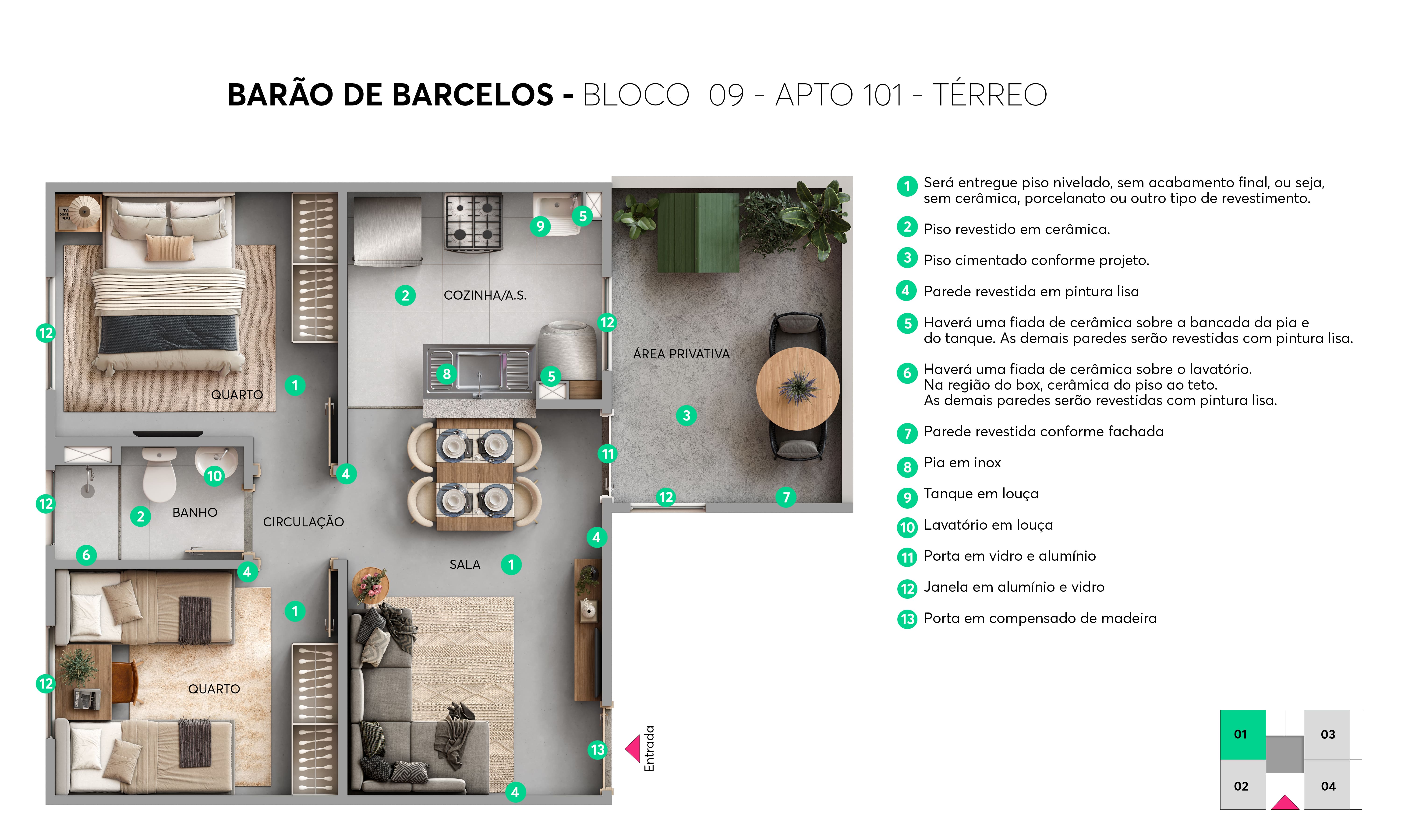 Planta Barão de Barcelos MRV Botucatu