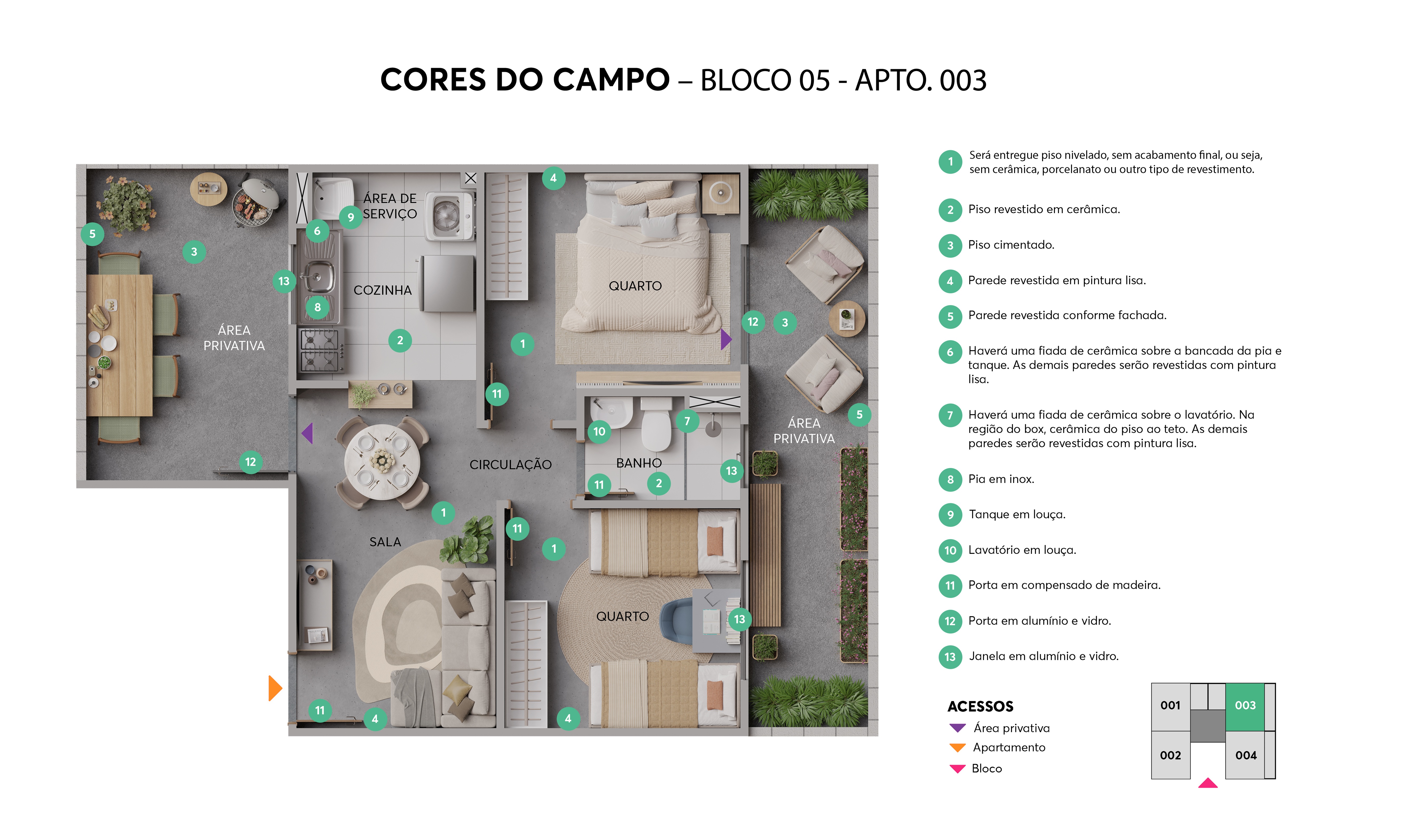 Planta – Bloco 05 - Apto 003 – Cores do Campo MRV Campinas