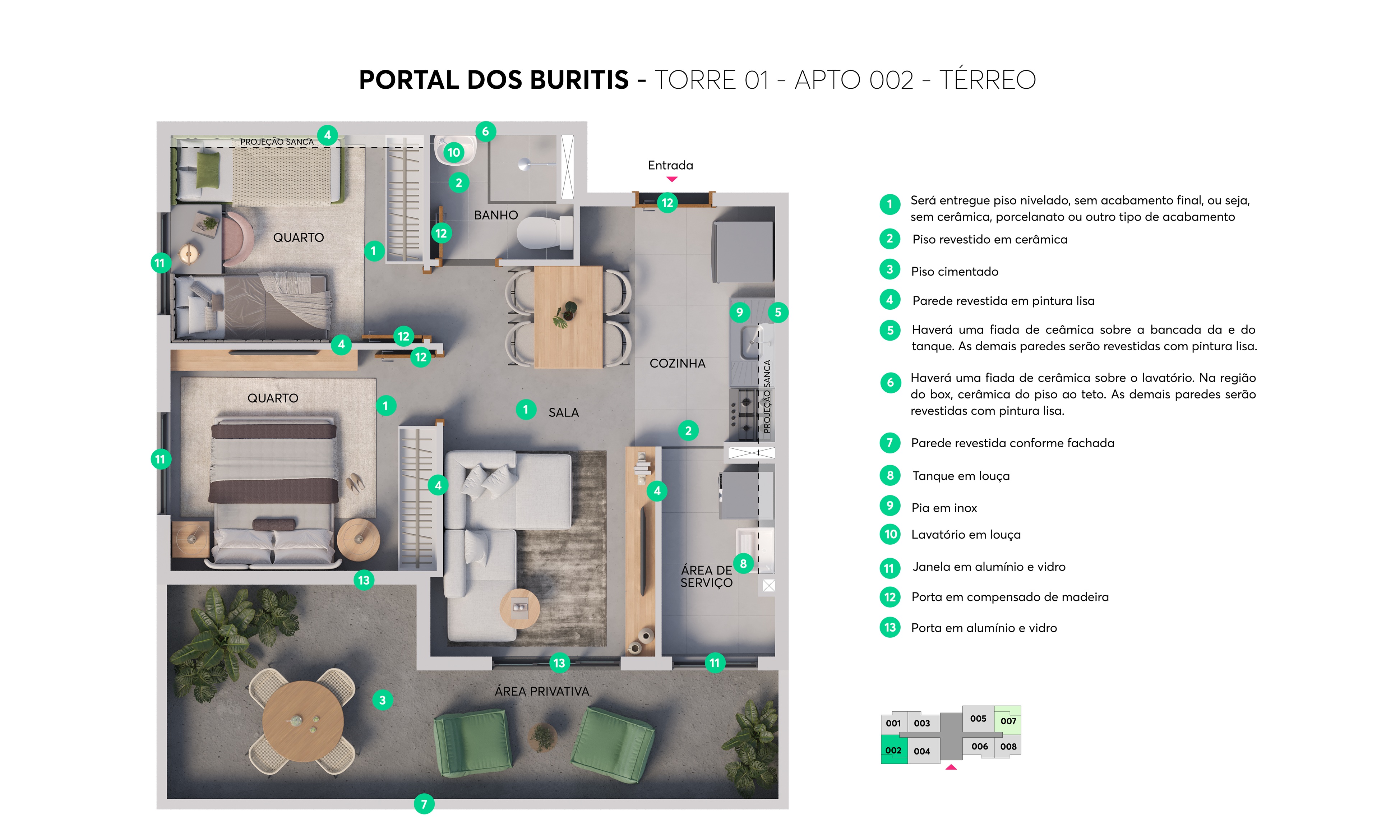 Planta - Torre01 - Apto.002 Portal dos Buritis MRV Campinas