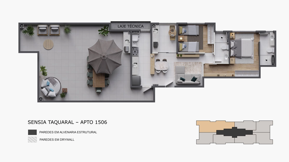 Planta - Apto. 1506 - Sensia Swiss View MRV Campinas