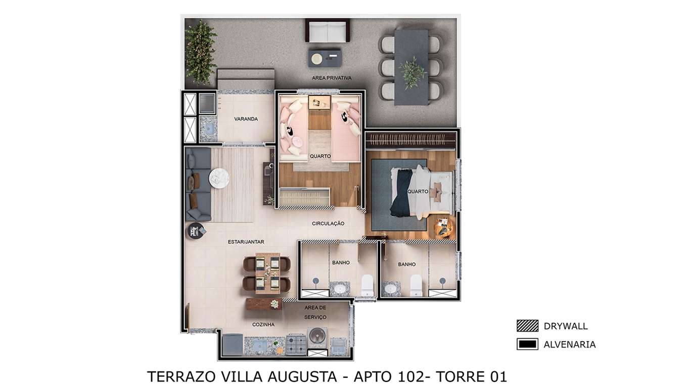 Planta Terrazo Villa Augusta MRV Guarulhos