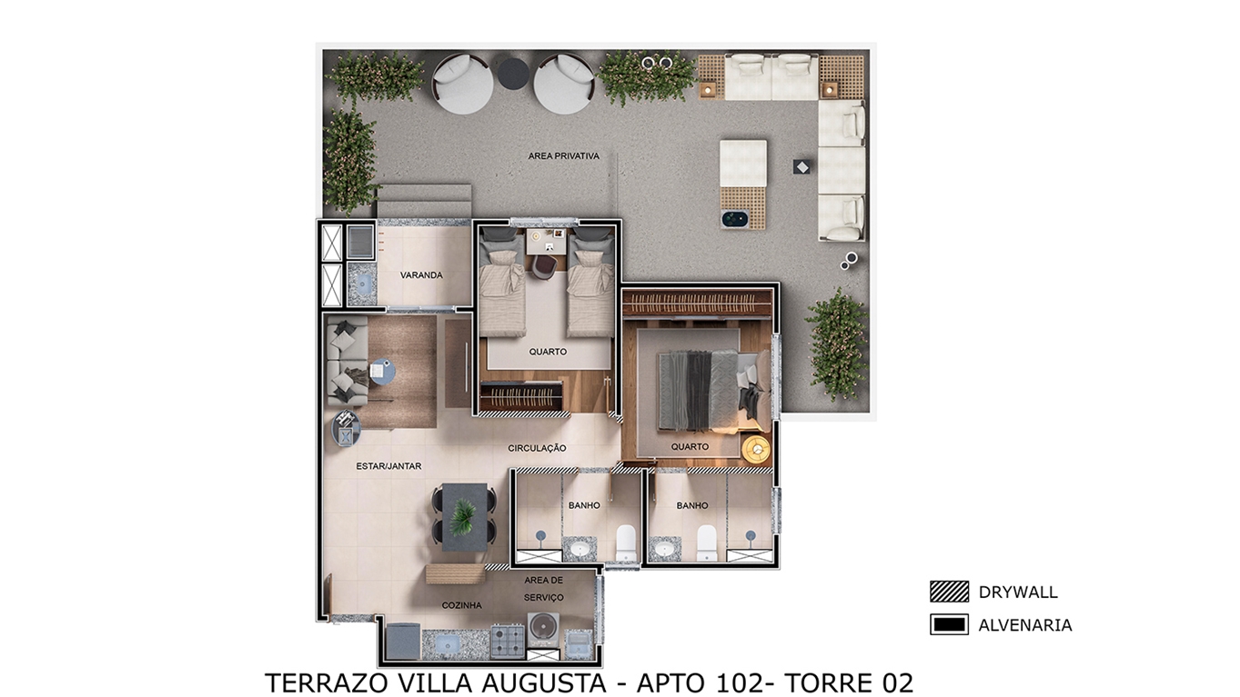 Planta Terrazo Villa Augusta MRV Guarulhos