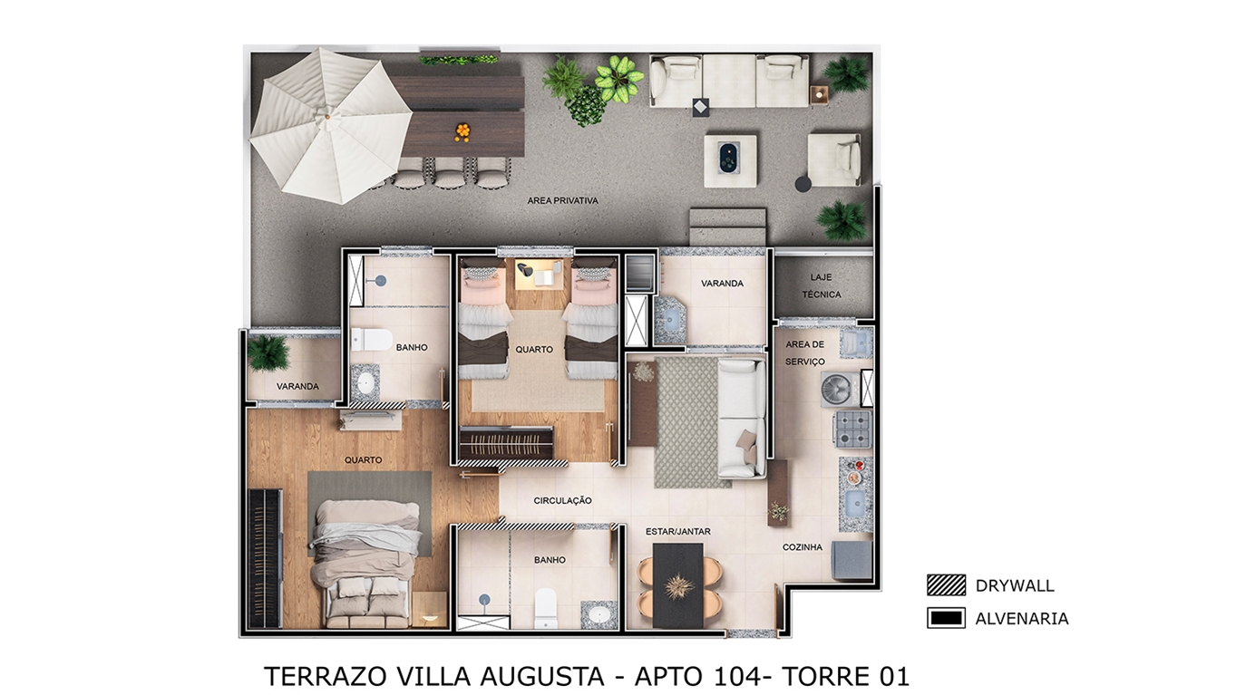Planta Terrazo Villa Augusta MRV Guarulhos